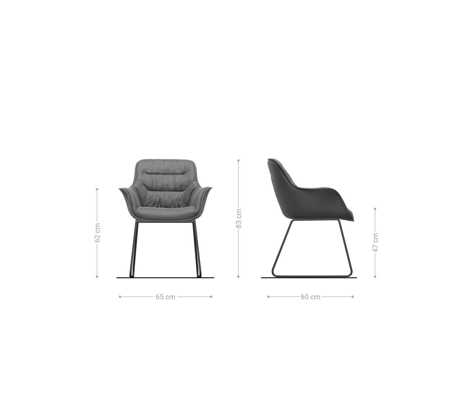 Chaise-de-salle-à-manger Kaira-Flex microvelours anthracite vintage pied trapèze noir 5 Chaise-de-salle-à-manger Kaira-Flex microvelours anthracite vintage pied trapèze noir 5