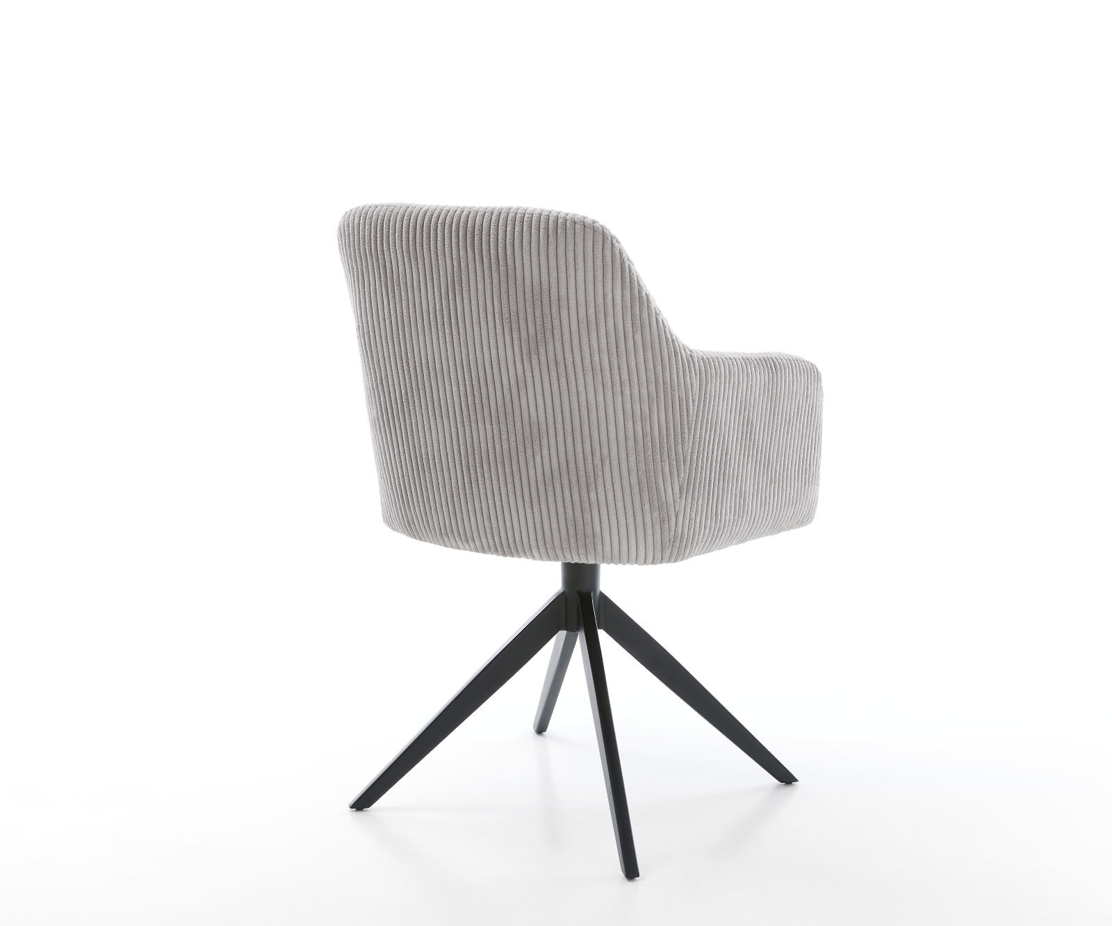 Chaise-de-salle-à-manger Greg-Flex côtelé gris argenté pied croisé large noir ressorts ensachés 4 Chaise-de-salle-à-manger Greg-Flex côtelé gris argenté pied croisé large noir ressorts ensachés 4