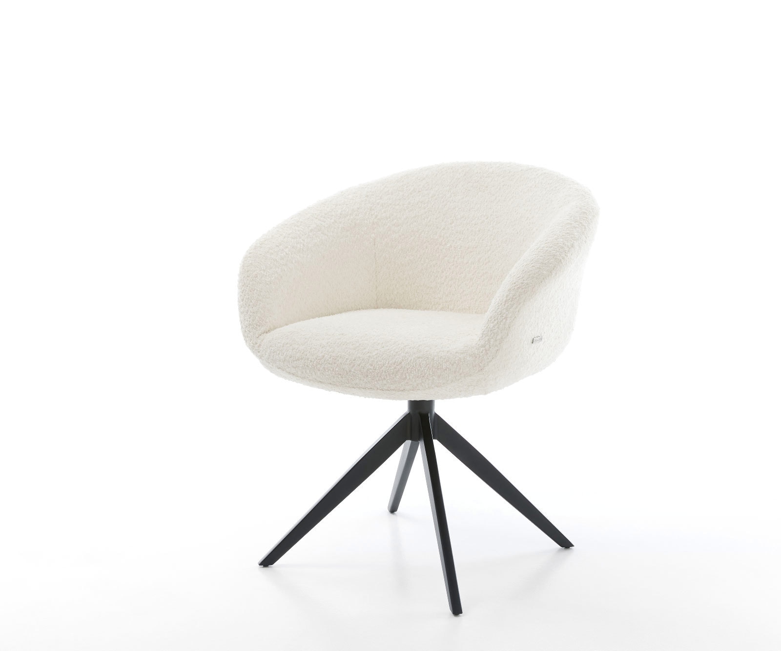 Chaise-pivotante Vinka-Flex bouclé blanc pied croisé large noir pivotement sur 360° fonction bascule ressorts ensachés Chaise-pivotante Vinka-Flex bouclé blanc pied croisé large noir pivotement sur 360° fonction bascule ressorts ensachés