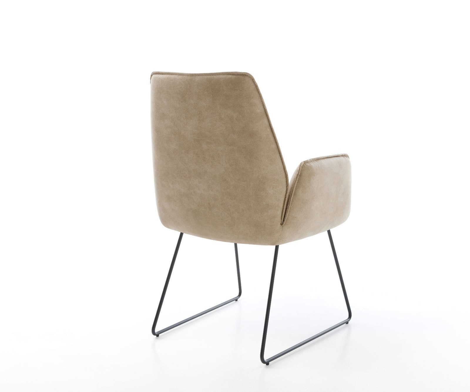 Chaise-de-salle-à-manger Zoa-Flex microvelours beige vintage pied trapèze noir ressorts ensachés 4