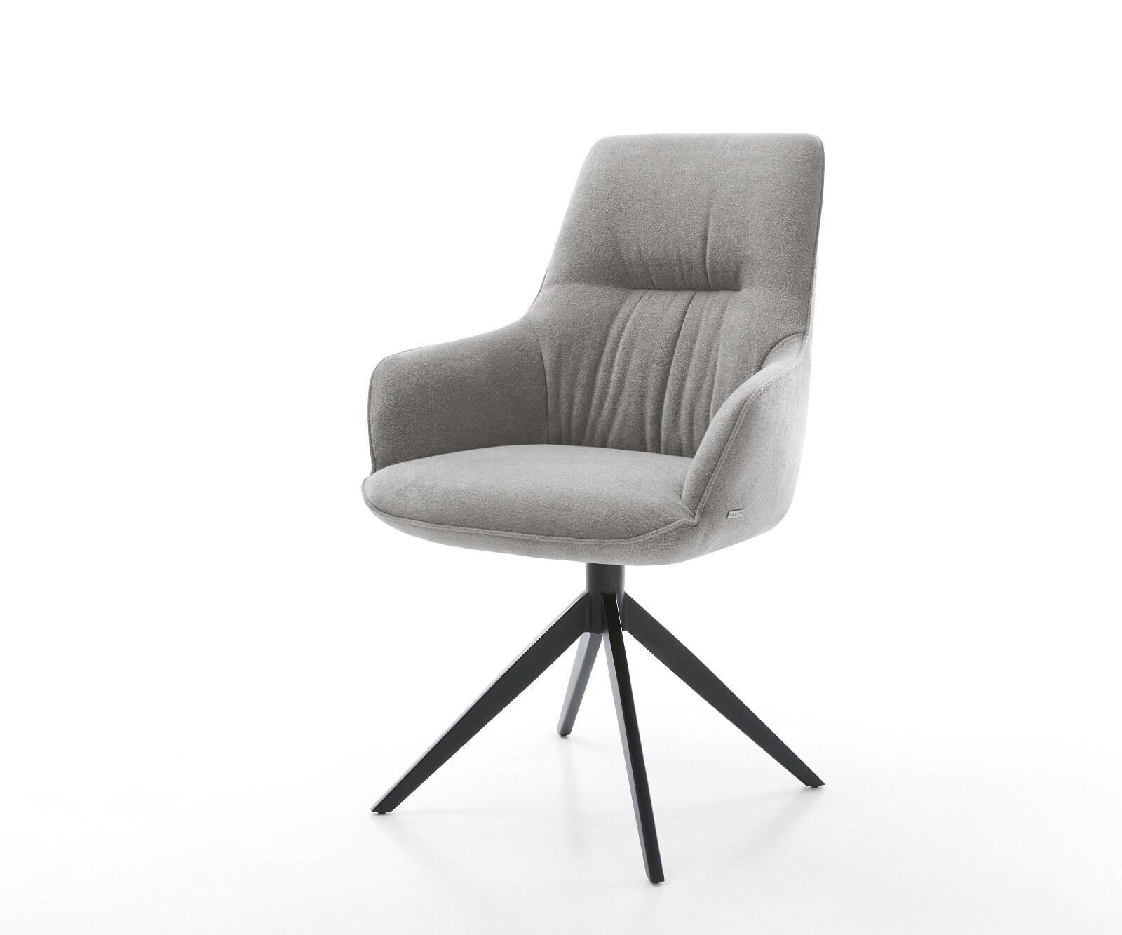 Chaise-pivotante Zelia-Flex avec accoudoirs tissu structuré doux gris pied croisé large noir pivotement sur 360° fonction bascule resorts ensachés 1