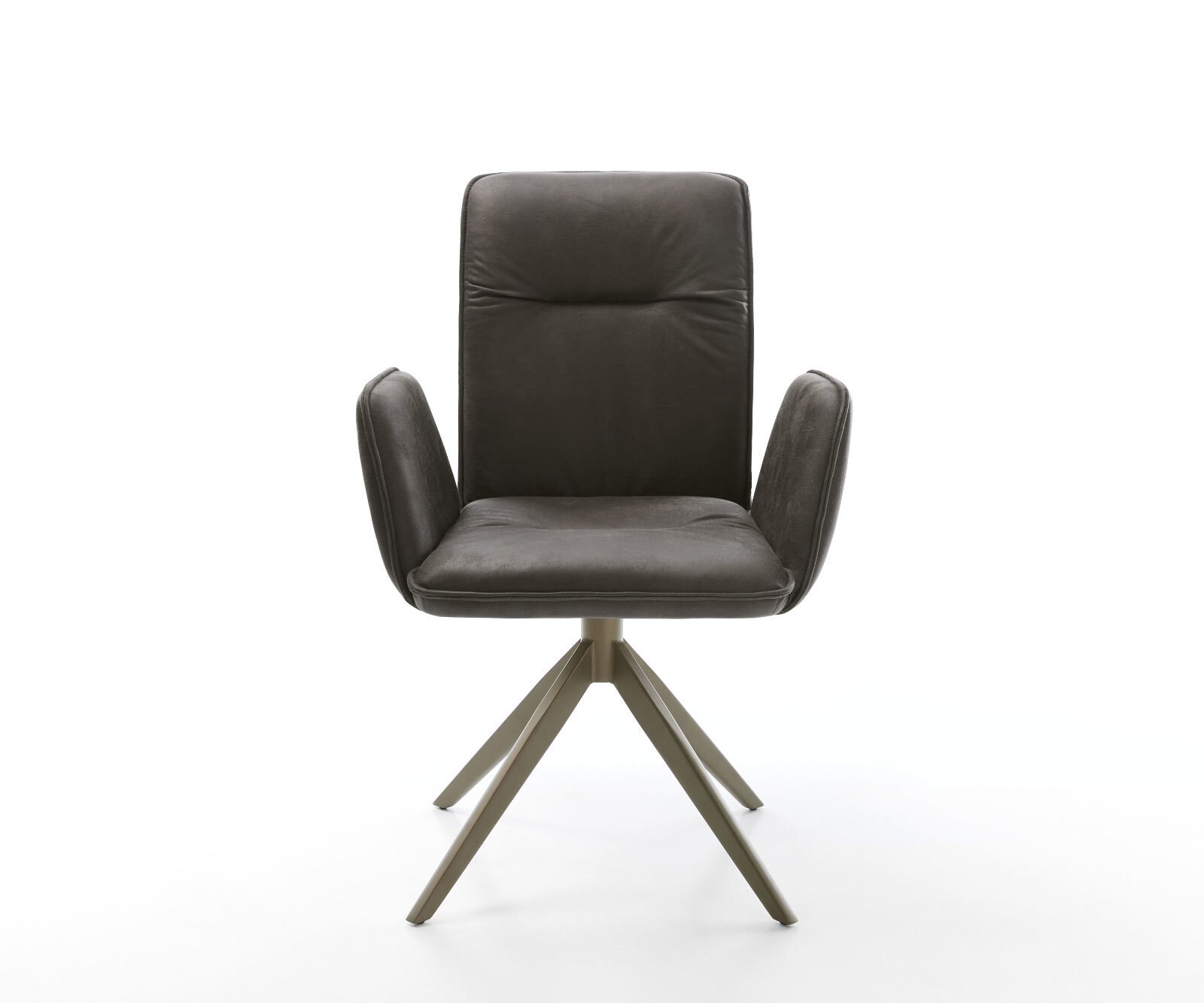 Chaise-pivotante Vinja-Flex microvelours anthracite vintage pied croisé large aspect titane pivotement sur 360° 1
