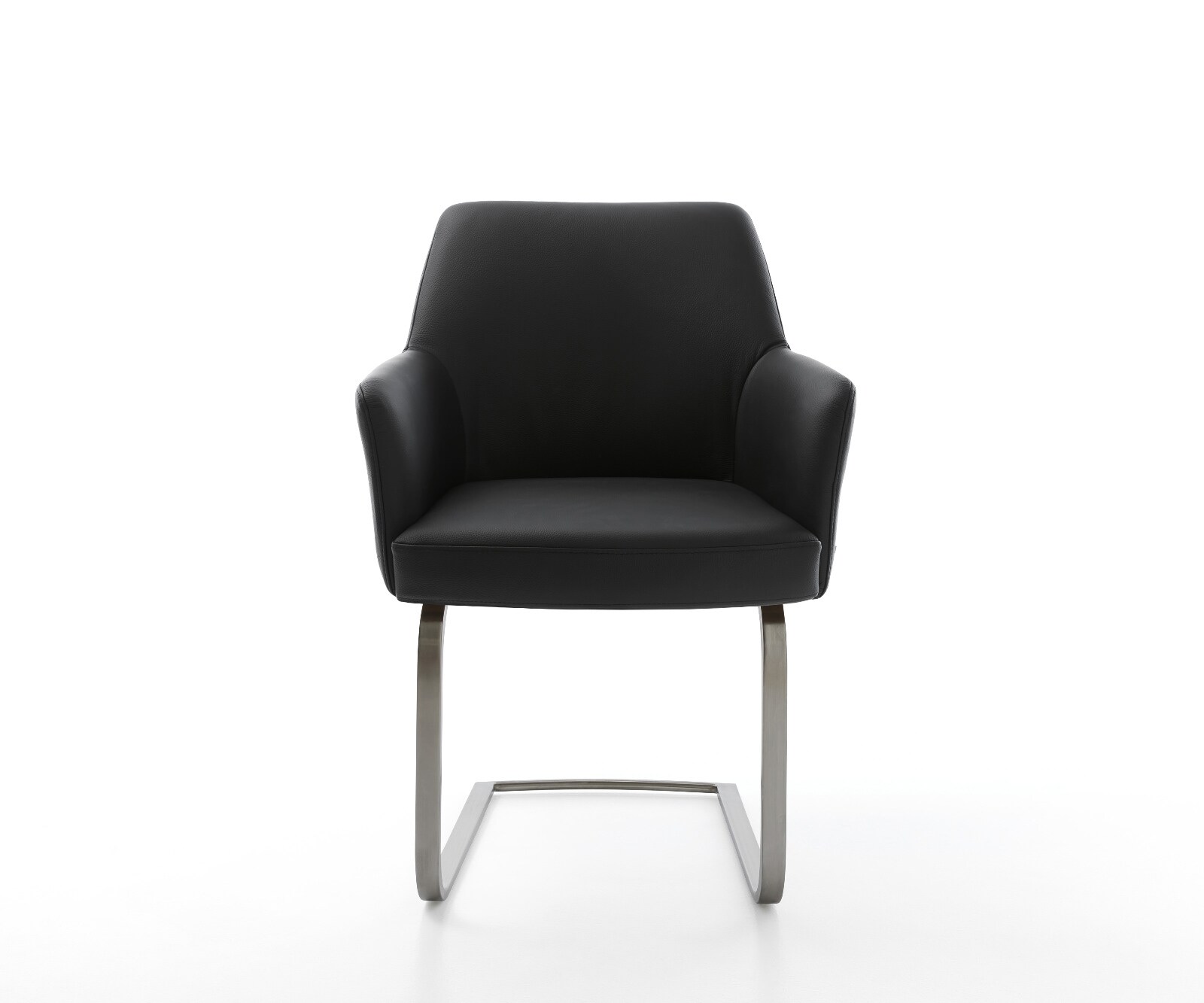 Cantilever Xana-Flex avec accoudoirs cuir de vache noir pied cantilever plat grafiete ressorts ensachés 2