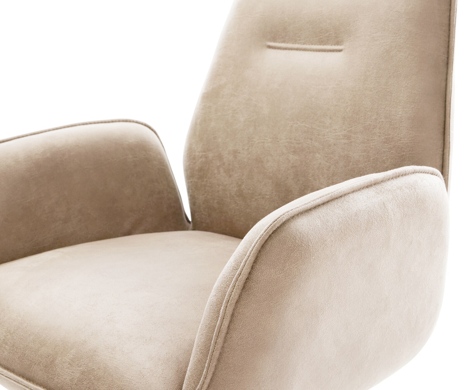 Chaise-pivotante Zoa-Flex microvelours beige vintage pied croisé large acier inoxydable brossé pivotement sur 360° fonction bascule ressorts ensachés 4