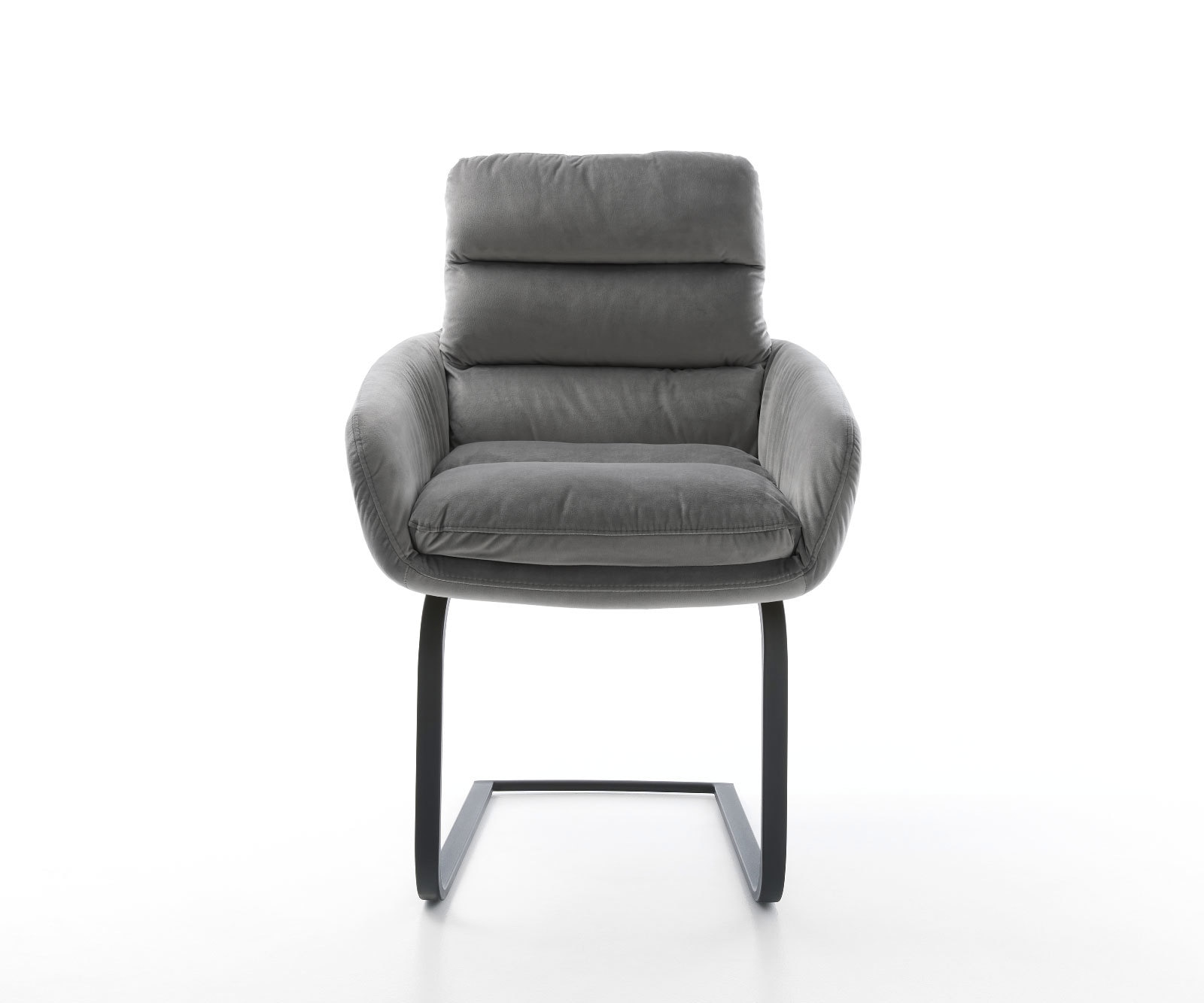 Cantilever Abelia-Flex avec accoudoirs velours gris pied cantilever plat noir 2