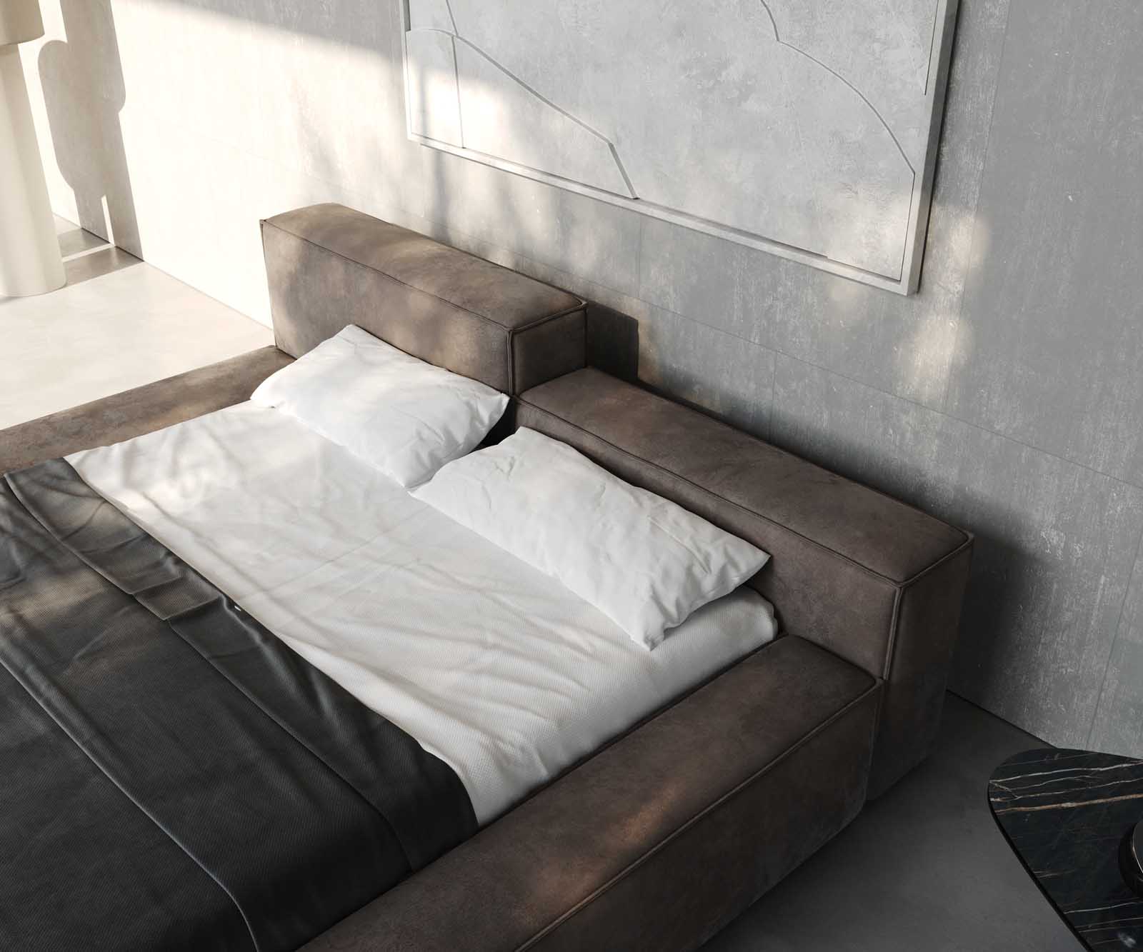 Sommier-rembourré Kalinea 140x200 cm microfibre taupe vintage 6 Sommier-rembourré Kalinea 140x200 cm microfibre taupe vintage 6