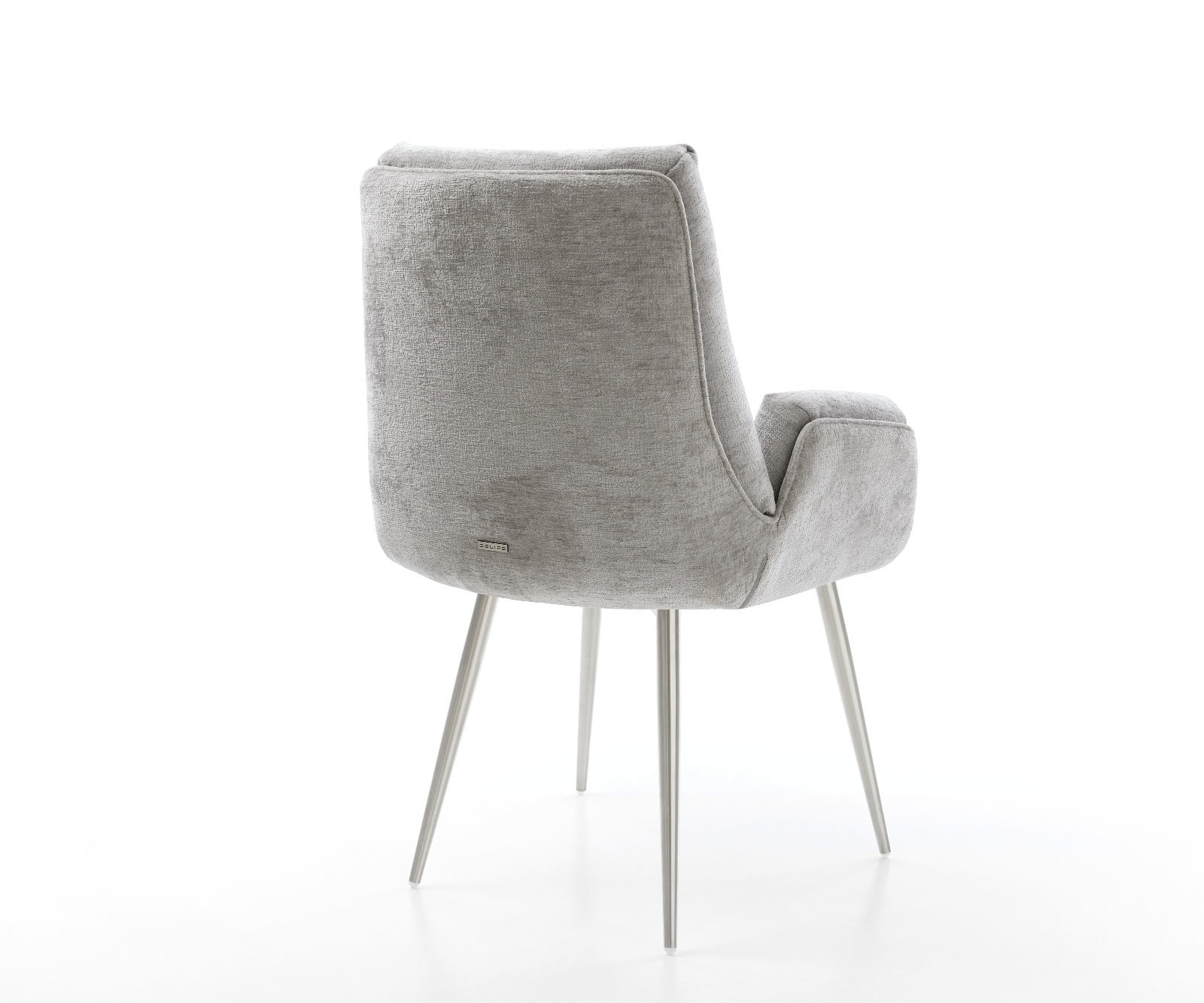 Chaise-de-salle-à-manger Clea-Flex chenille gris argenté 4 pieds coniques acier inoxydable brossé 4 Chaise-de-salle-à-manger Clea-Flex chenille gris argenté 4 pieds coniques acier inoxydable brossé 4