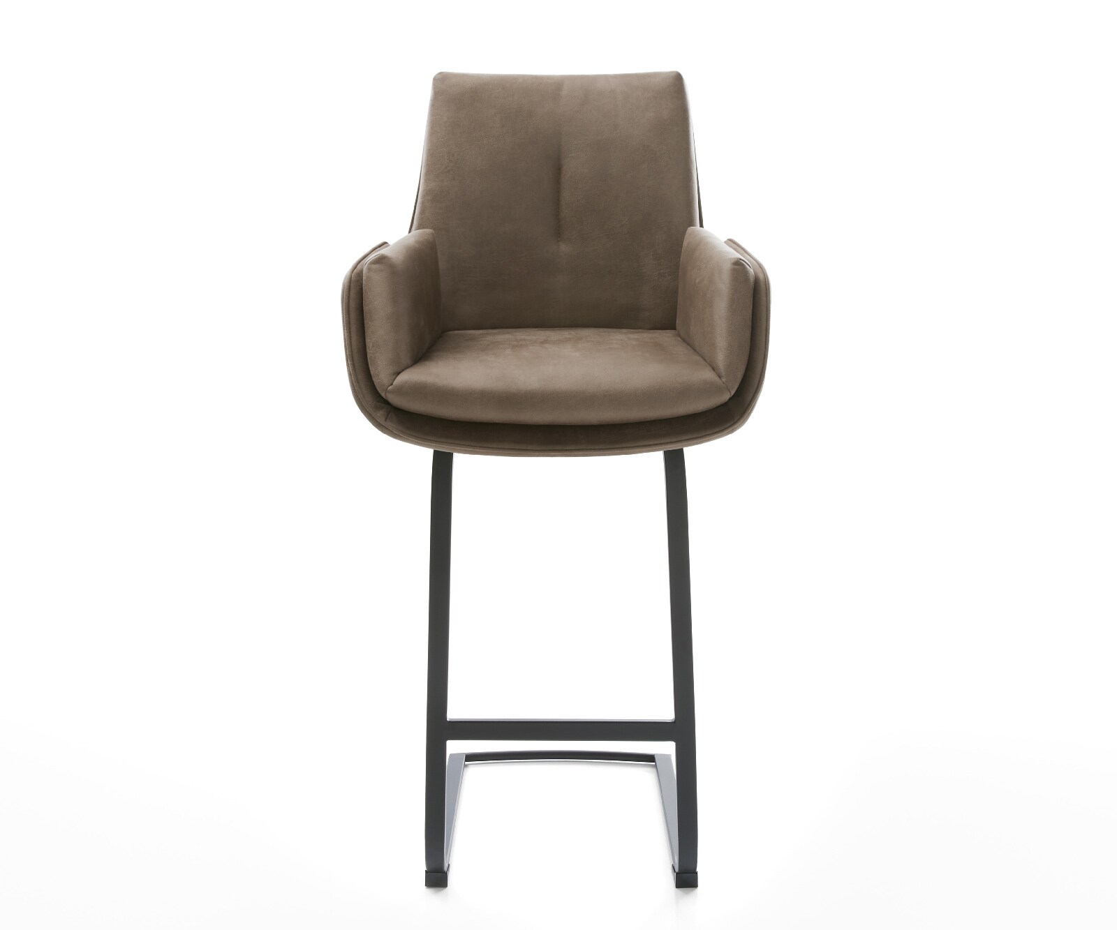 Chaise-de-bar Clea-Flex Microfibre Taupe Vintage Pied cantilever plat noir Noir 2