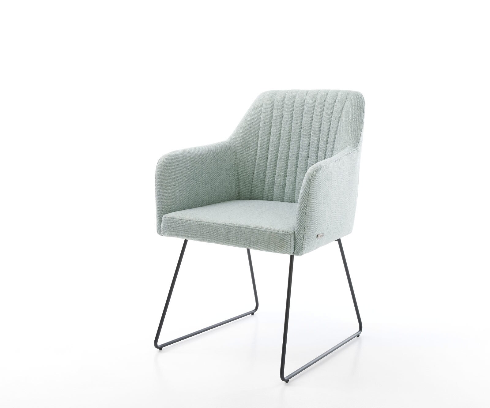 Chaise-de-salle-à-manger Greg-Flex rayures Vert menthe pied trapèze noir ressorts ensachés