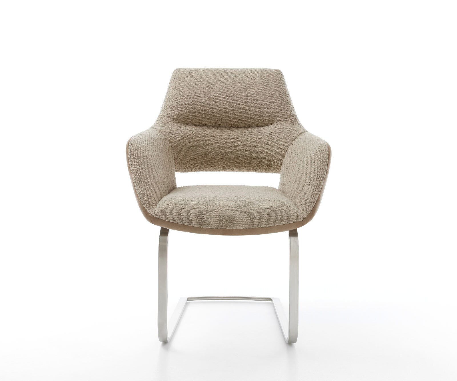 Cantilever Yago-Flex avec accoudoirs tissu mixte couleur boue pied cantilever plat acier inoxydable brossé ressorts ensachés 1 Cantilever Yago-Flex avec accoudoirs tissu mixte couleur boue pied cantilever plat acier inoxydable brossé ressorts ensachés 1