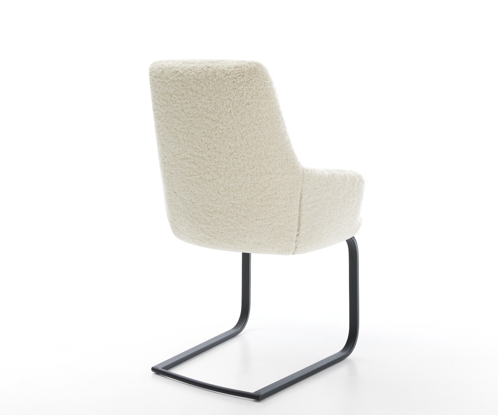 Cantilever Zelia-Flex avec accoudoirs tissu teddy beige pied cantilever plat noir ressorts ensachés 4