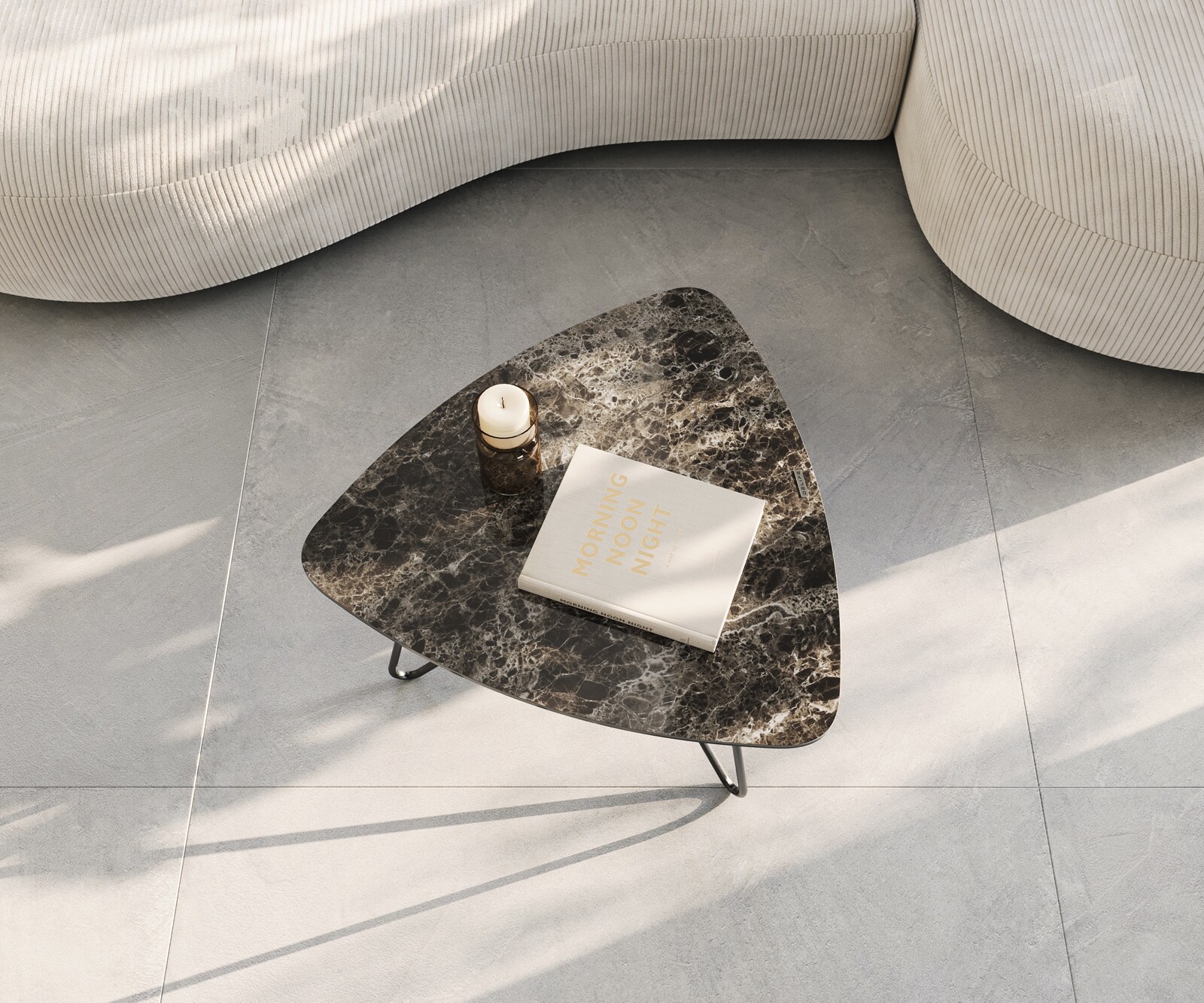 Table-basse Ekrem 65x65 cm Céramique Emperador Extra Lucidato Marron foncé Hairpin Métal Noir 2