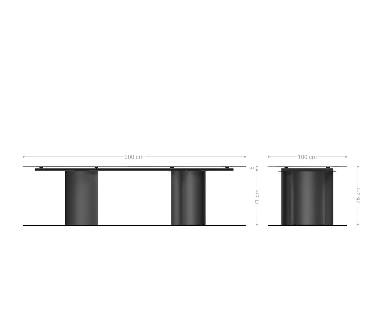 Table à manger Edge 300x100 Céramique Laminam® Sabbia Couleur chêne Troa Métal finition à effet Titane 7
