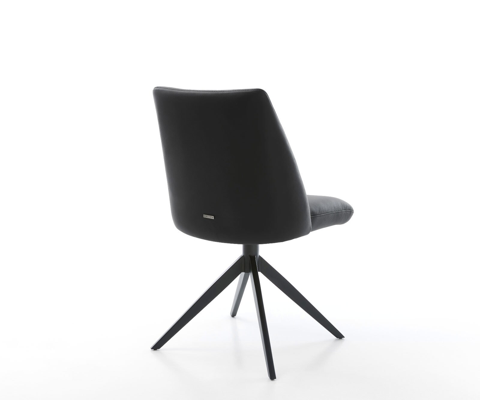 Chaise-pivotante Elso-Flex cuir de vache noir pied croisé large noir pivotement sur 360° fonction bascule ressorts ensachés 4