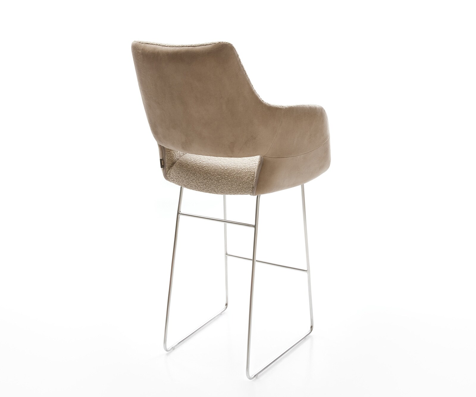 Chaise-de-bar Yago-Flex mélange de matériaux microfibre boue / bouclé boue cadre à patins acier inoxydable ressorts ensachés 4