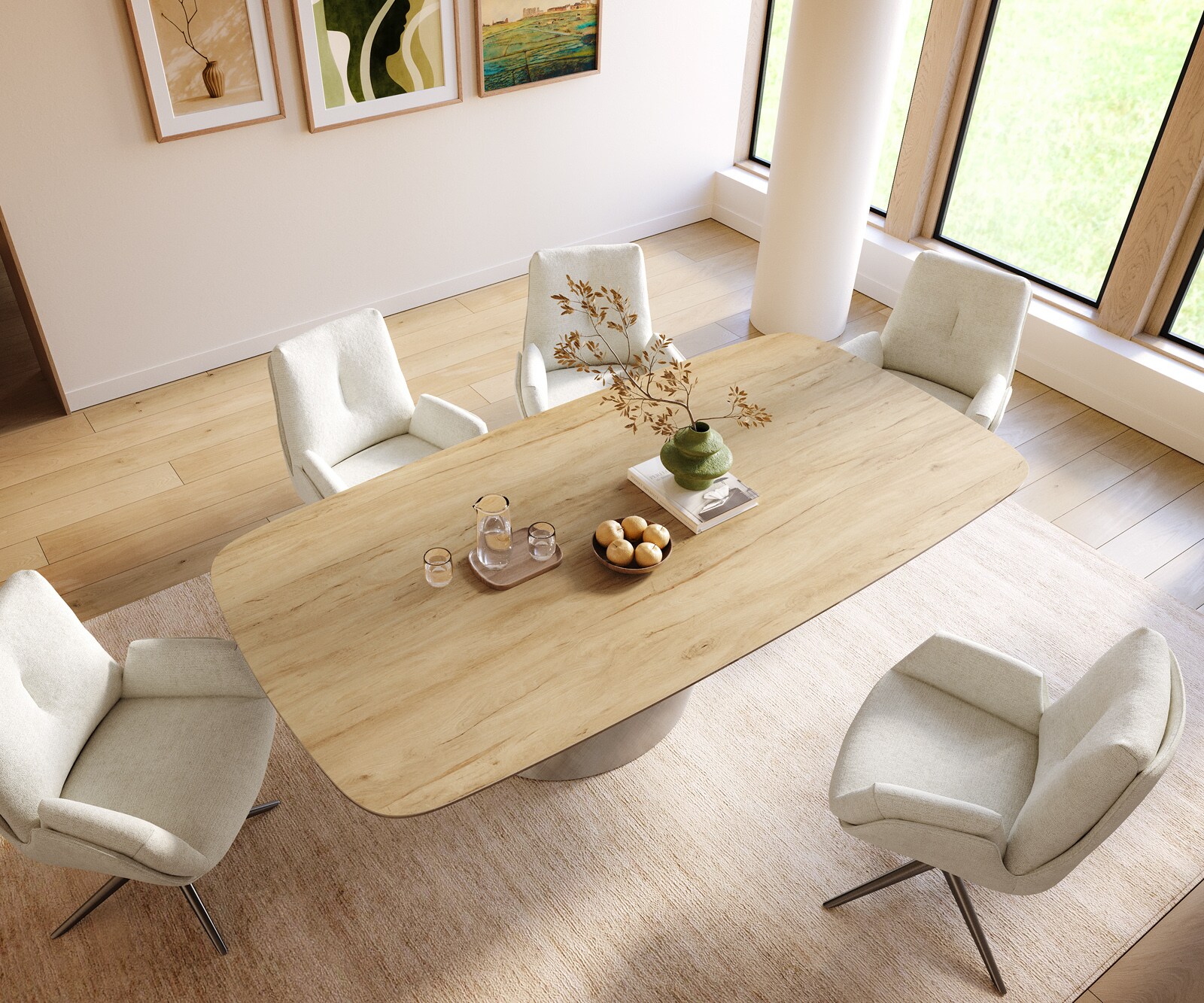 Table à manger Edge Boot 240x120 cm Céramique Laminam® Sabbia Eichefarbig Cono Métalic Argent 3