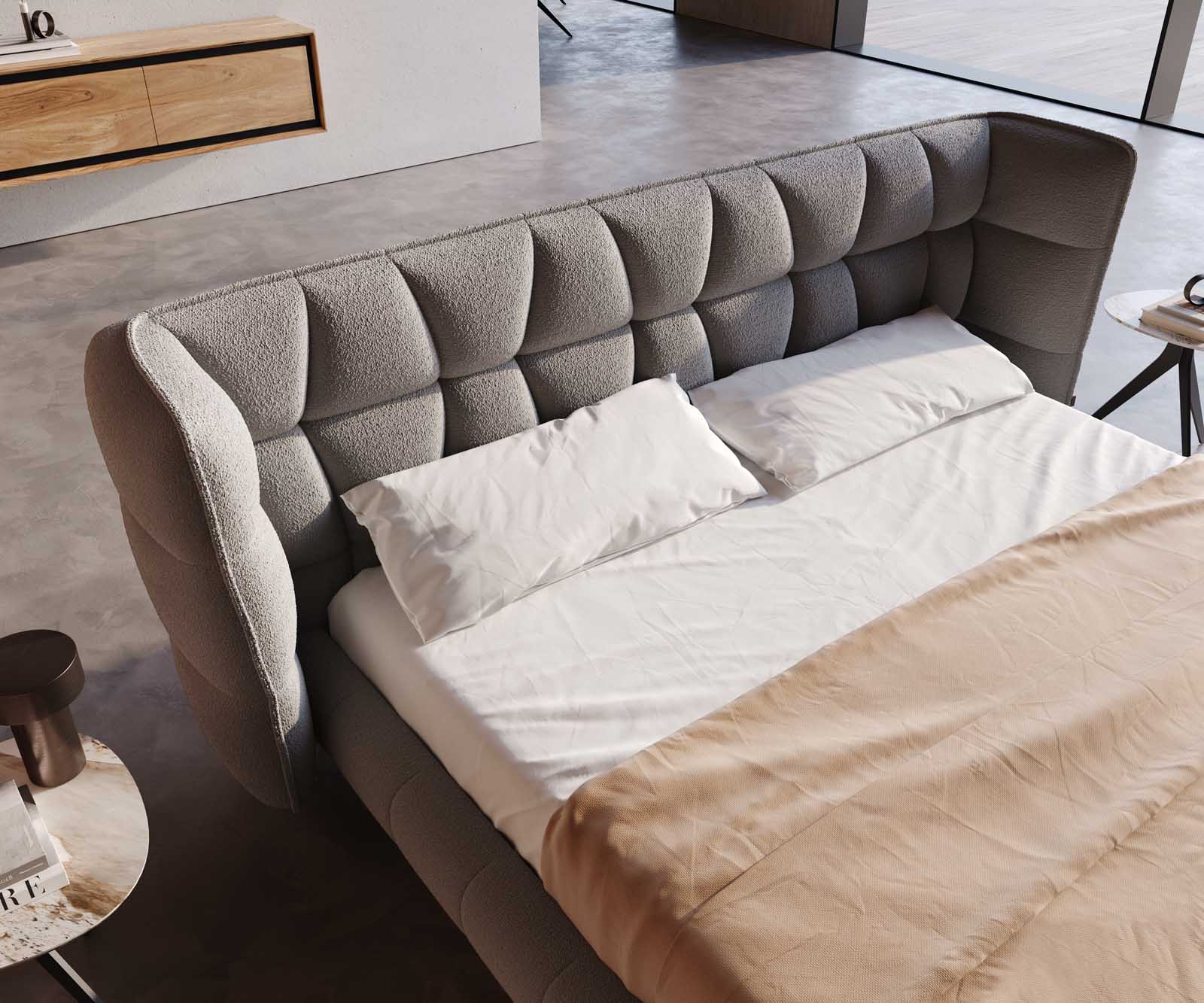 Sommier rembourré Capujo 180x200 cm Bouclé Gris Argenté 3 Sommier rembourré Capujo 180x200 cm Bouclé Gris Argenté 3