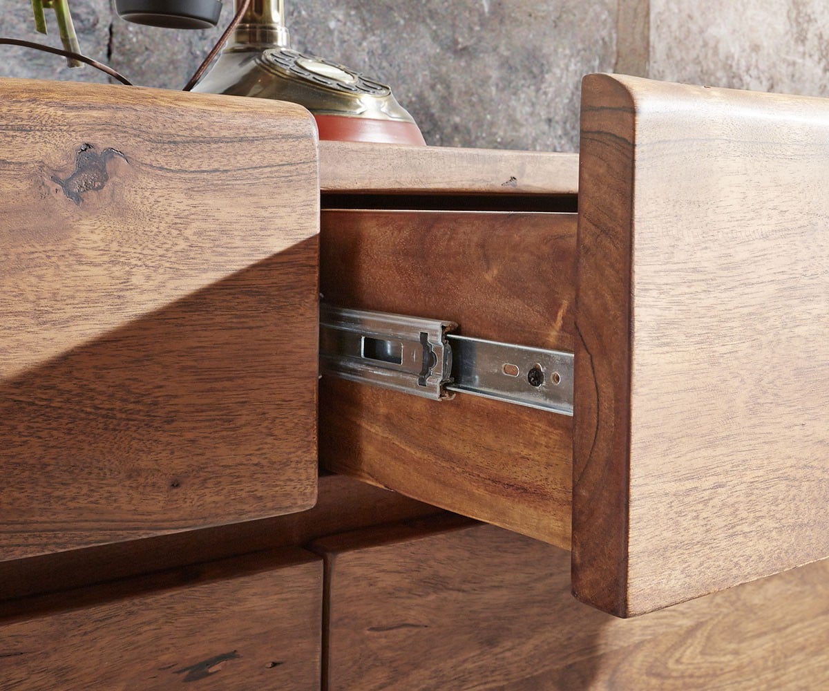 Commode Live-Edge 147 cm acacia marron 3 portes 3 tiroirs 4 Commode Live-Edge 147 cm acacia marron 3 portes 3 tiroirs 4