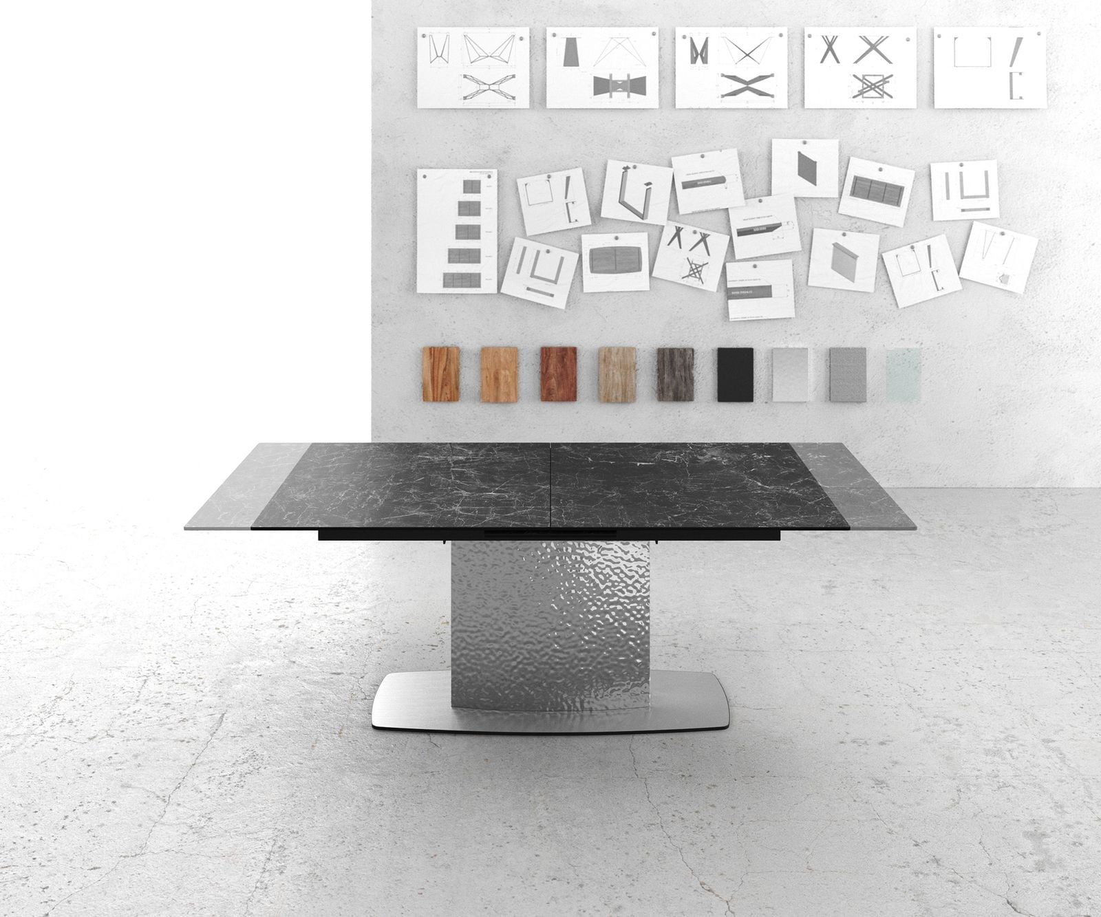 Table à manger Edge 180-220x90 céramique Laminam®Nero Greco gris Wave acier inoxydable extensible 5 Table à manger Edge 180-220x90 céramique Laminam®Nero Greco gris Wave acier inoxydable extensible 5