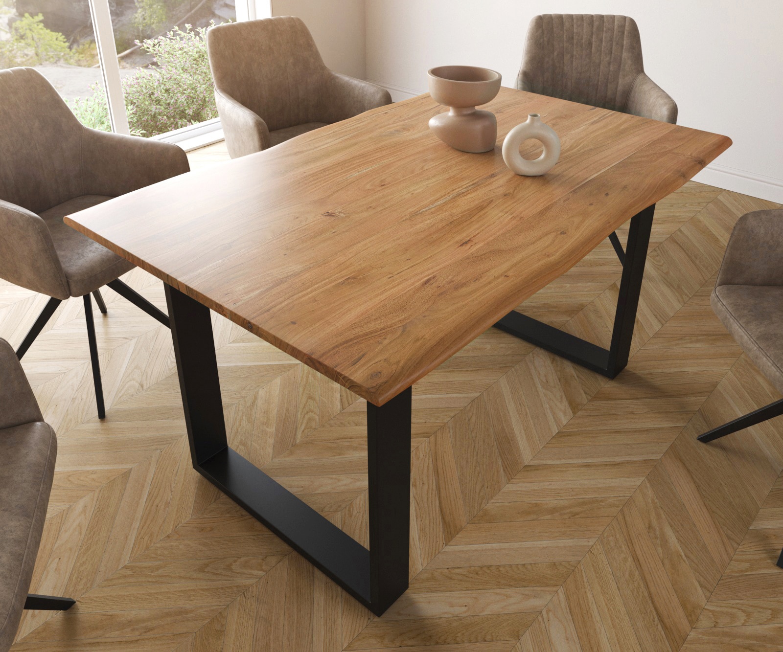 Table à manger Edge 140x90 S acacia naturel patin noir Live-Edge 3 Table à manger Edge 140x90 S acacia naturel patin noir Live-Edge 3
