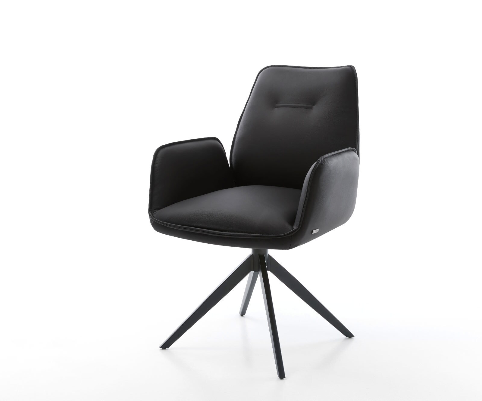 Chaise-pivotante Zoa-Flex cuir de vache noir pied croisé large noir pivotement sur 360° fonction bascule ressorts ensachés