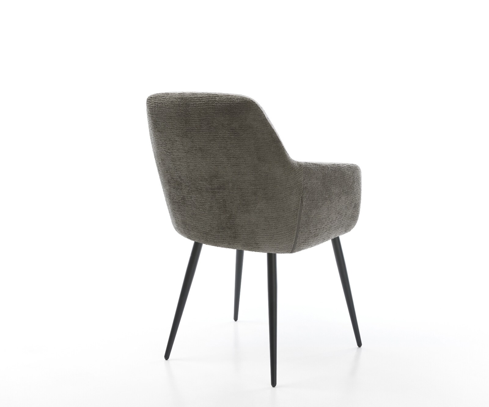 Chaise-de-salle-à-manger Pejo-Flex bouclé doux couleur boue 4 pieds coniques noir resorts ensachés 5