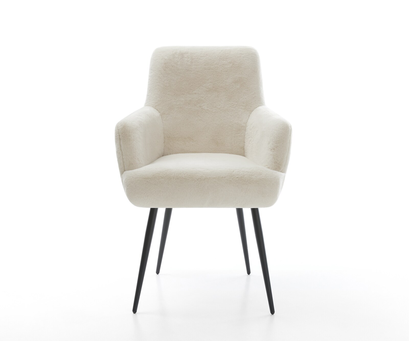 Chaise-de-salle-à-manger Heira-Flex avec accoudoirs peluche crème-blanc 4 pieds coniques noir resorts ensachés 2