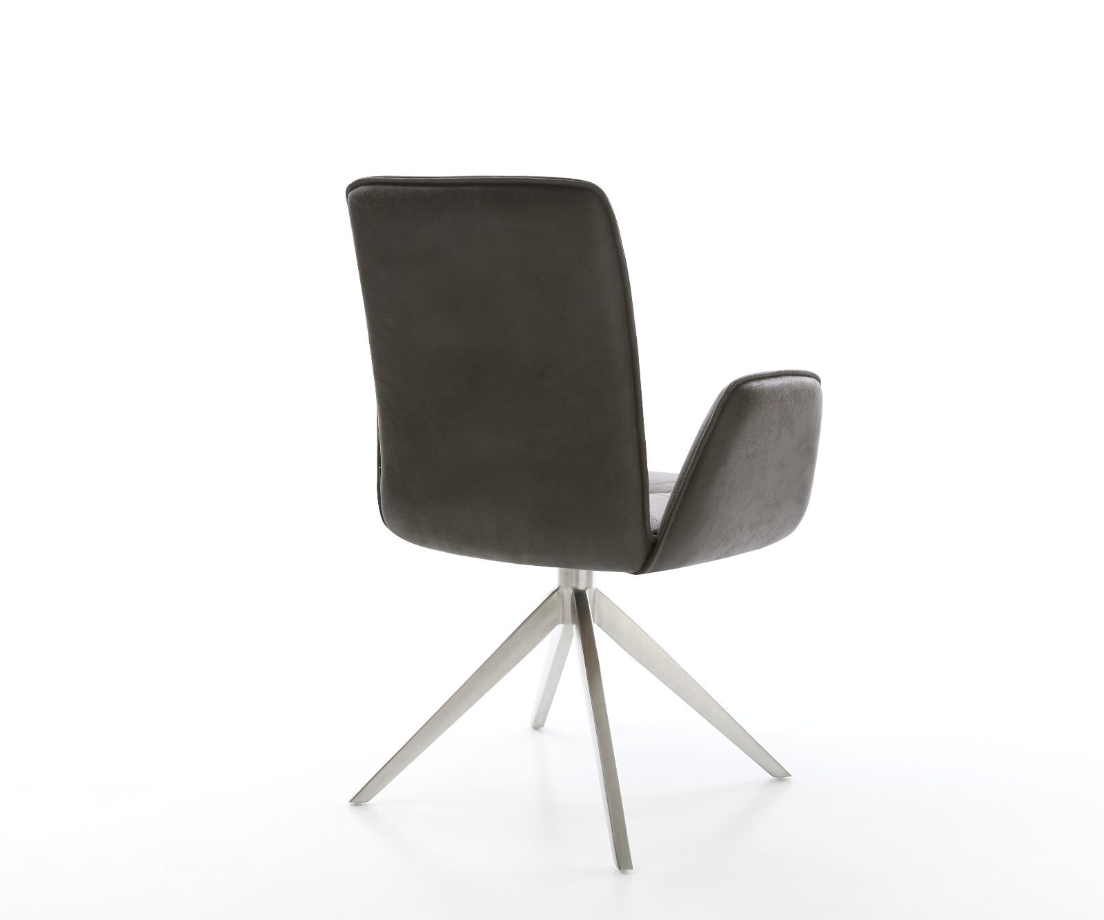 Chaise-pivotante Vinja-Flex microvelours anthracite vintage pied croisé large acier inoxydable brossé pivotement sur 360° fonction bascule 5