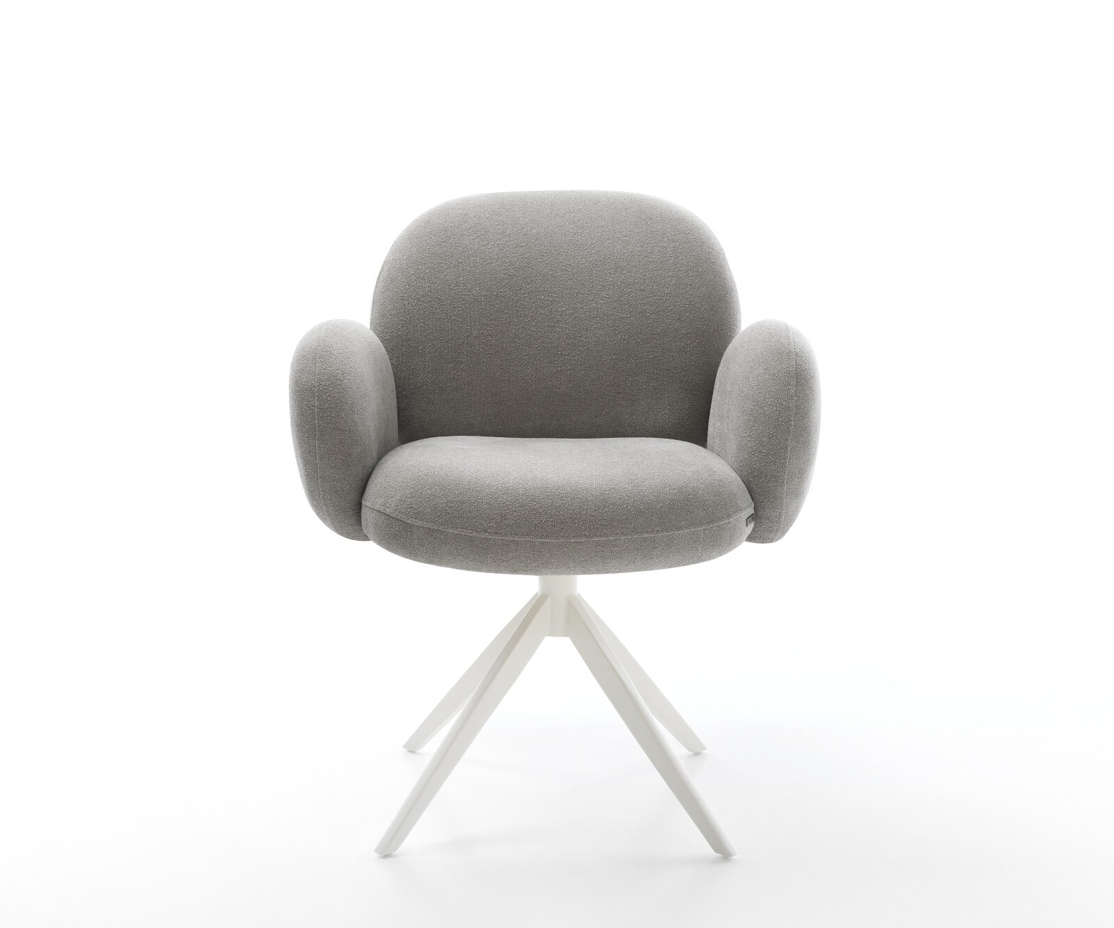 Chaise-pivotante Nube-Flex avec accoudoirs tissu structuré doux gris pied croisé large blanc pivotement sur 360° fonction bascule resorts ensachés 2