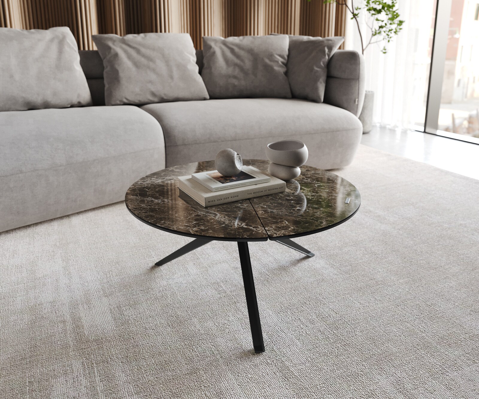 Table basse Delron céramique pied en croix 3