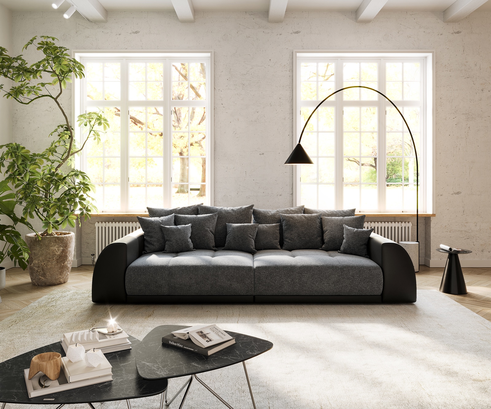 Grand Canapé Violetta 310x135 cm noir avec coussin inclus 2 Grand Canapé Violetta 310x135 cm noir avec coussin inclus 2