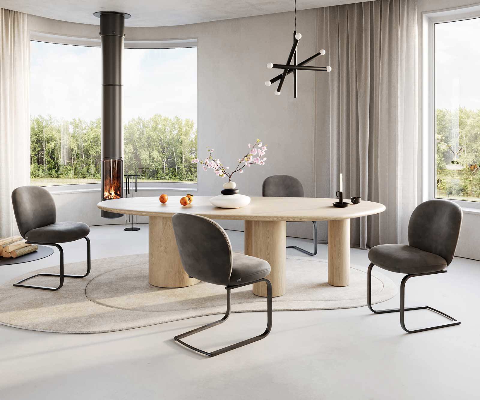 Cantilever Nube-Flex microvelours anthracite vintage pied cantilever plat noir ressorts ensachés 3