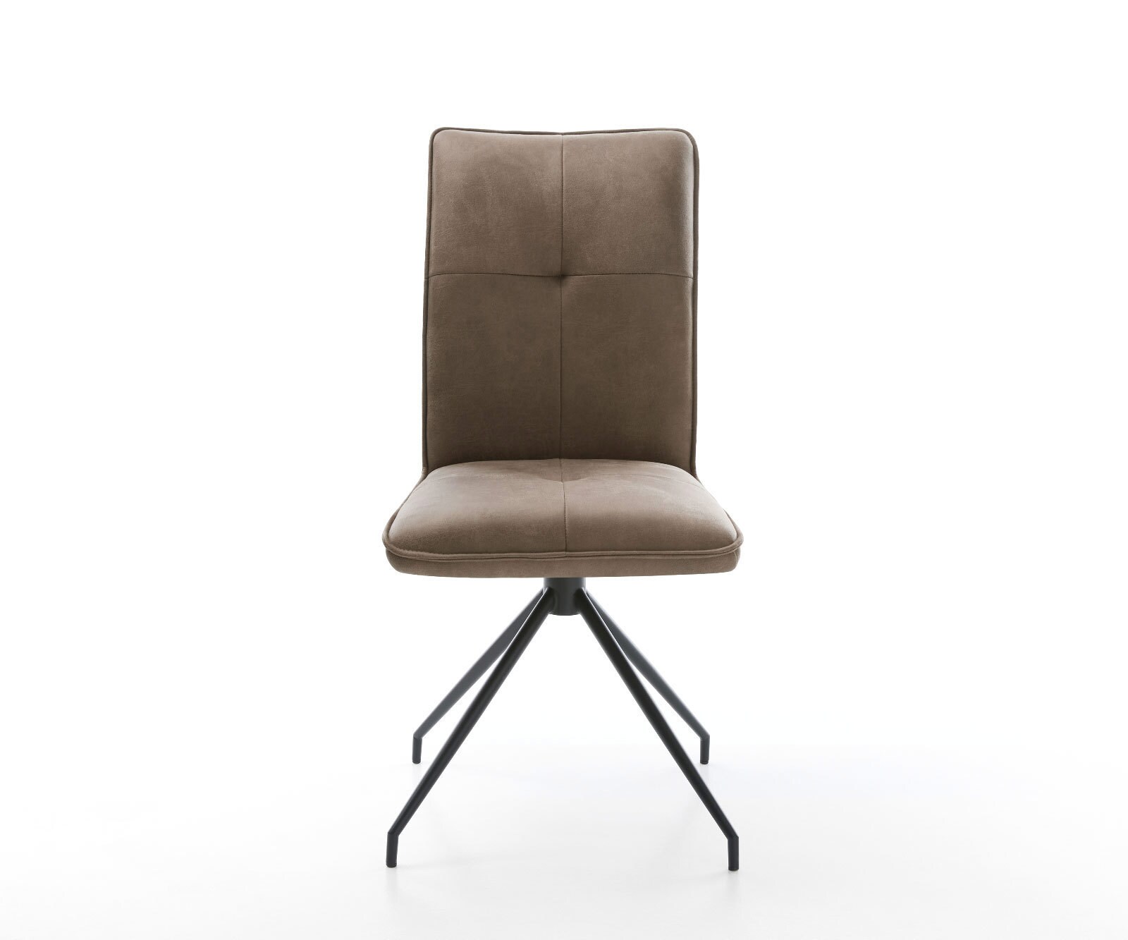 Chaise-de-salle-à-manger Maddy-Flex microvelours taupe vintage pied croisé conique noir 2