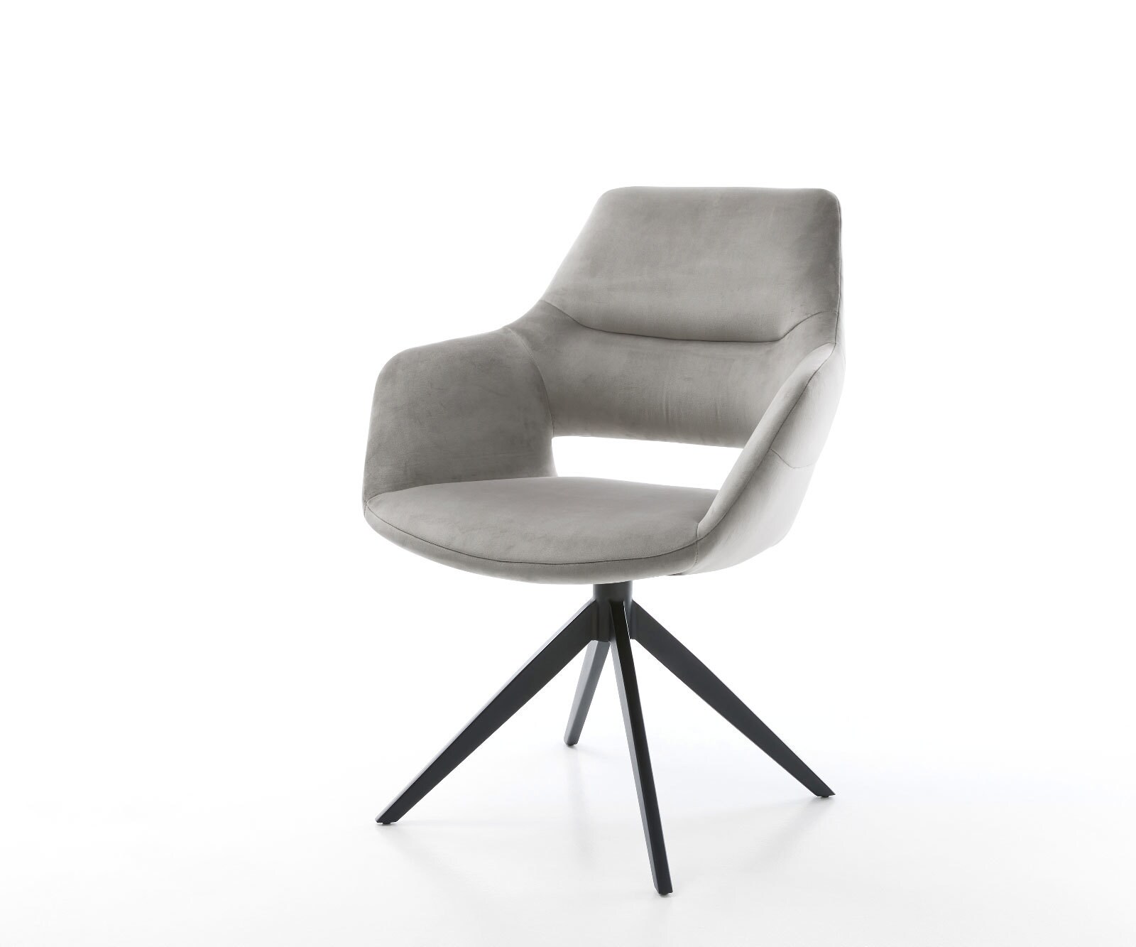 Chaise-pivotante Yago-Flex velours gris pied croisé large noir pivotement sur 360° fonction bascule ressorts ensachés 1