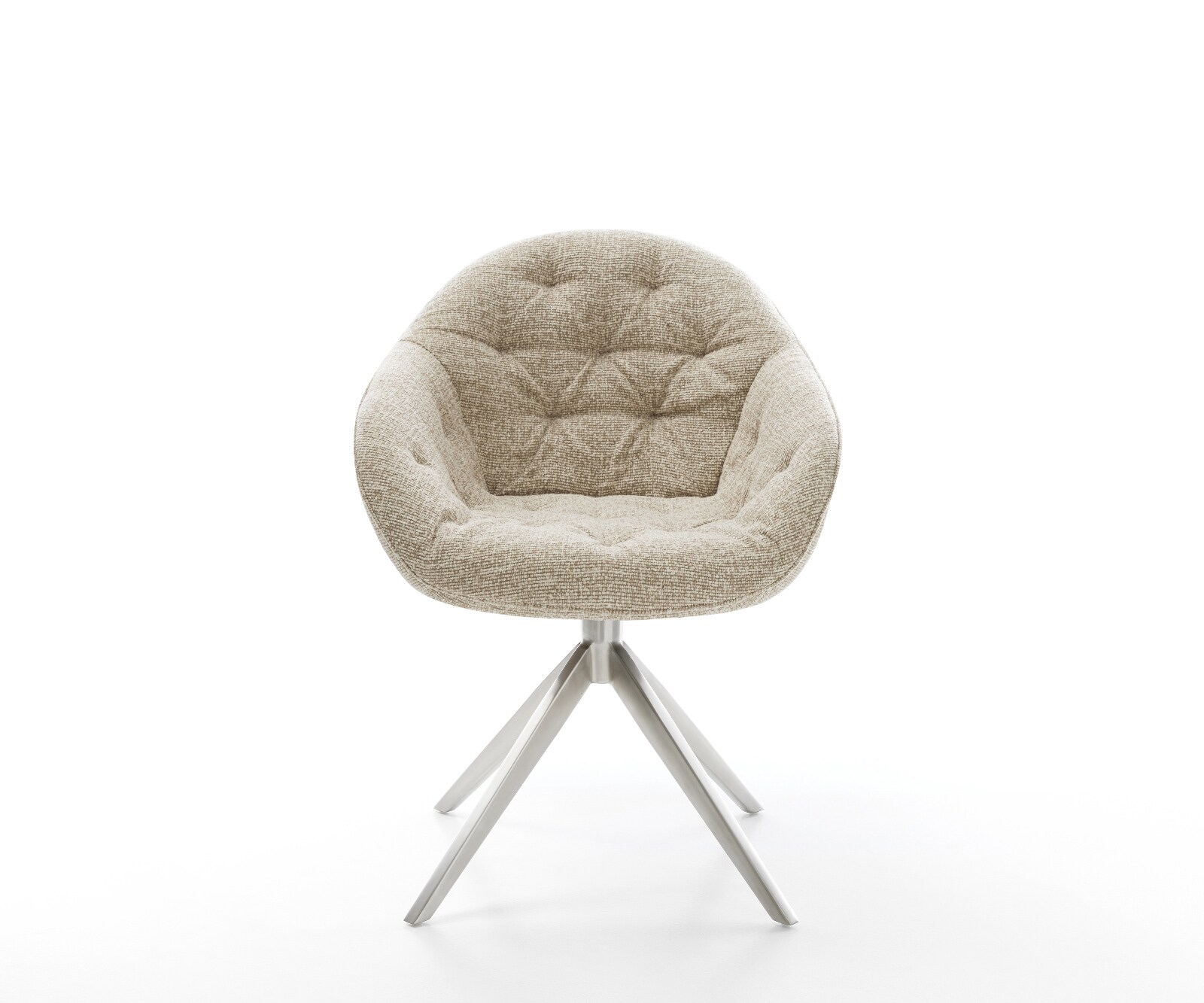 Chaise-pivotante Gaio-Flex tissu tissé doux beige pied croisé large acier inoxydable pivotement sur 360° fonction bascule 1