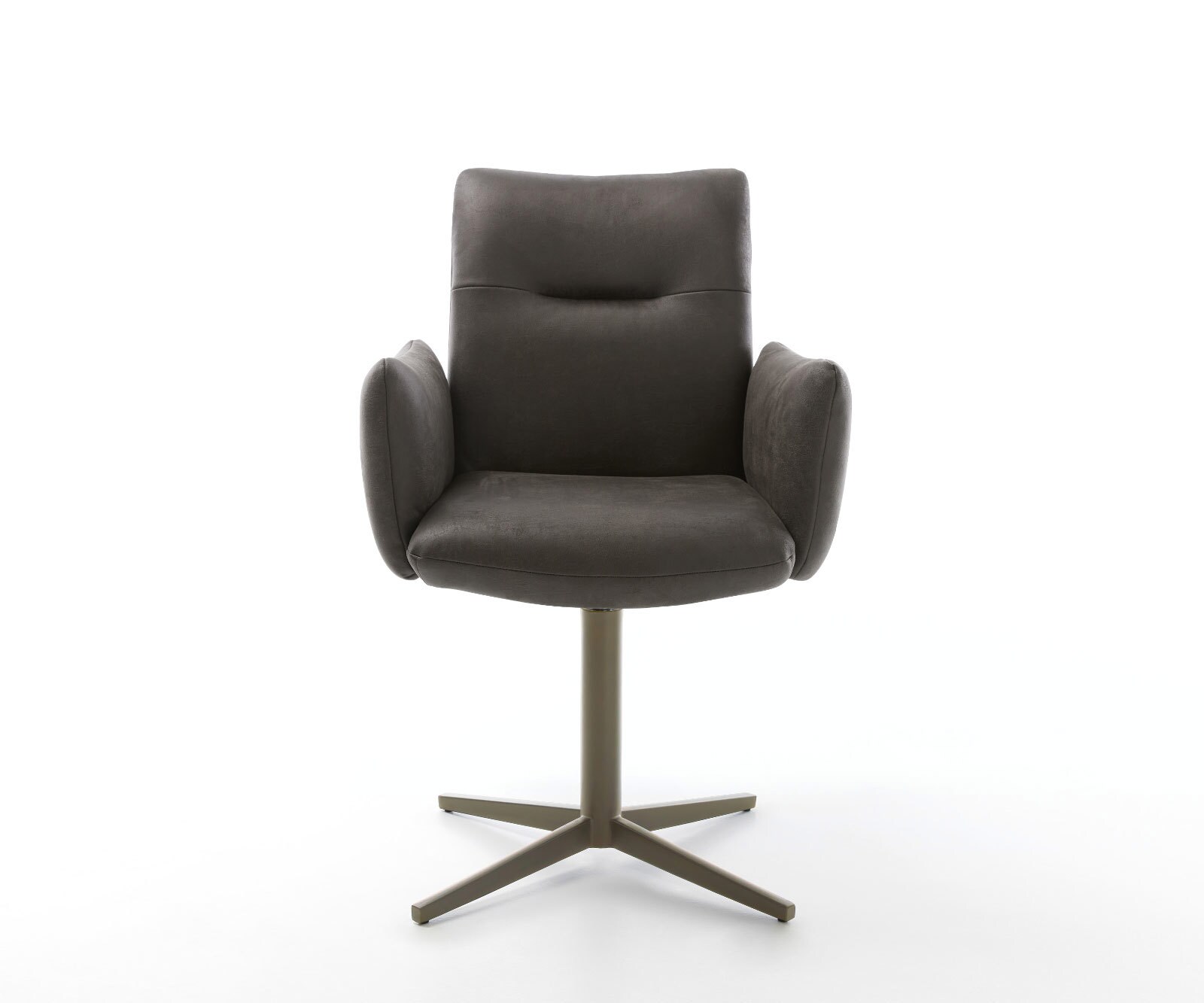 Chaise-pivotante Jova-Flex avec accoudoirs microvelours anthracite vintage pied de chaise 4 branches aspect titane pivotement sur 360° ressorts ensachés 1