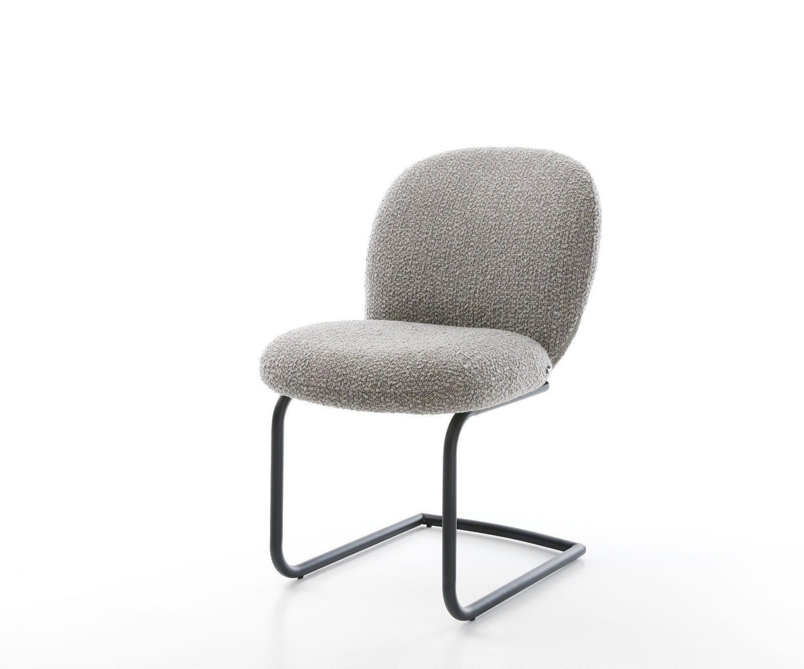 Cantilever Nube-Flex bouclé gris argenté pied cantilever rond noir ressorts ensachés