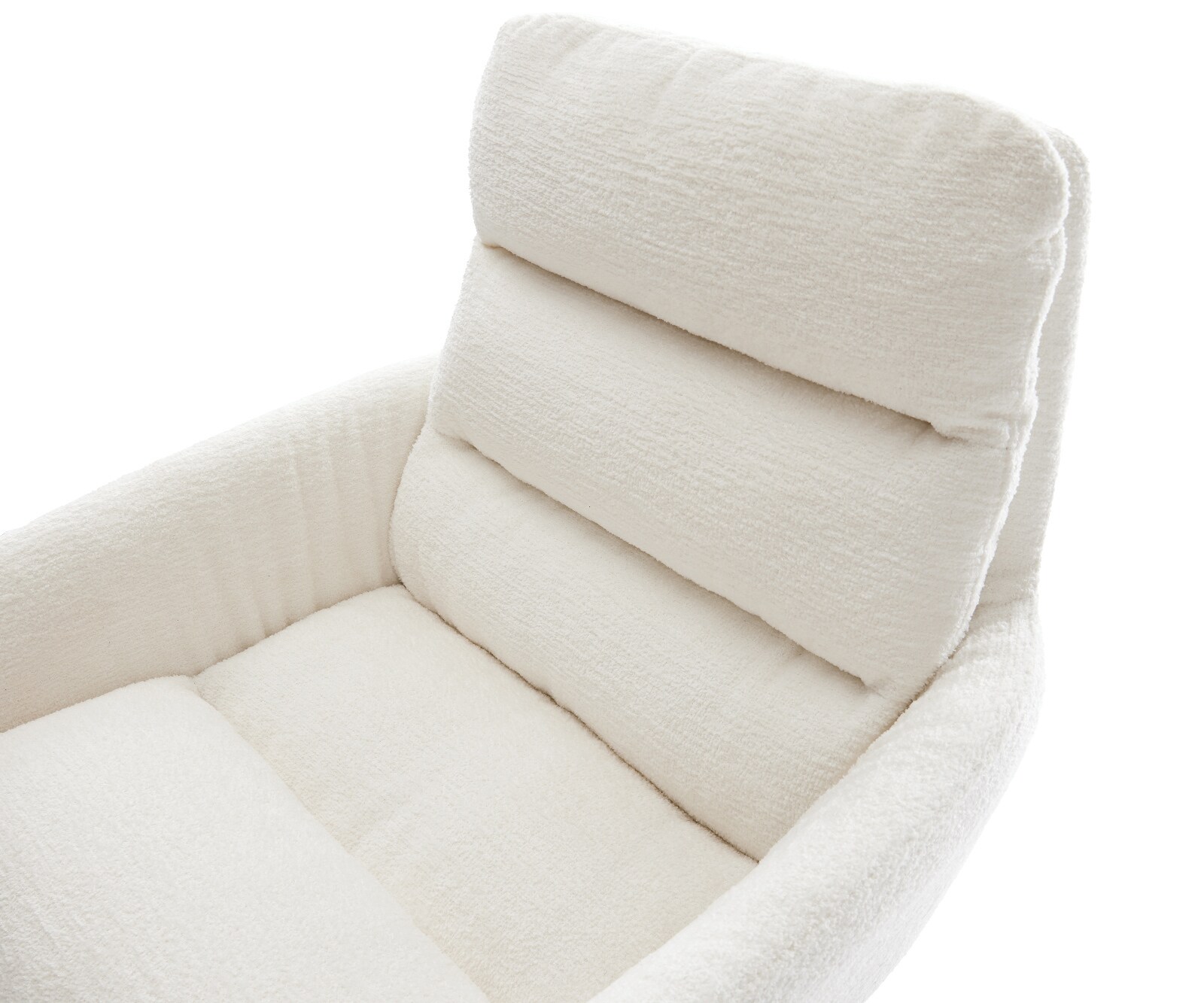 Chaise-pivotante Abelia-Flex avec accoudoirs bouclé doux beige pied croisé large aspect titane pivotement sur 360° fonction bascule 4