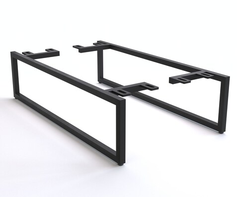 Pied Patin mince 20 cm Métal noir pour meubles à caisson de profondeur 60 cm (lot de 2)