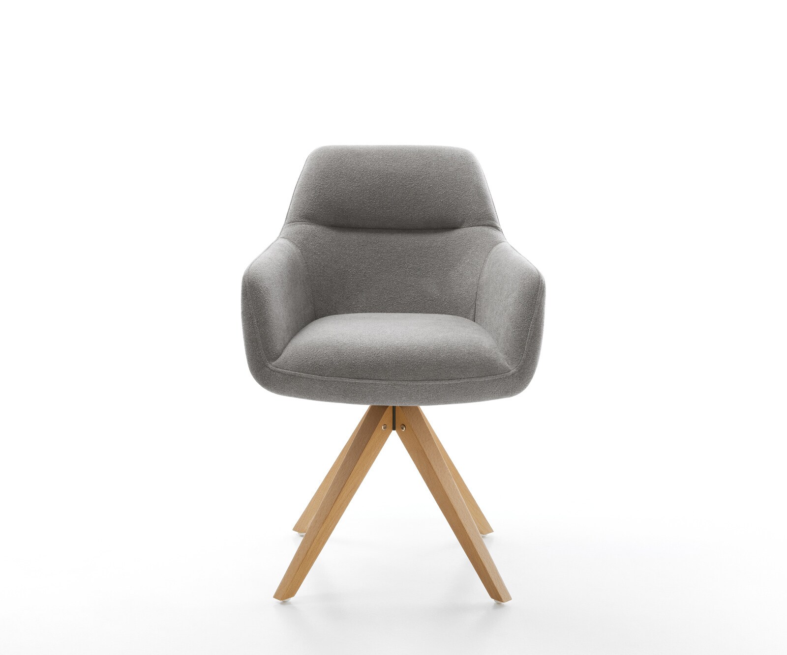Chaise-pivotante Pejo-Flex tissu structuré doux gris pied en bois angulaire naturel pivotement sur 180° resorts ensachés 2