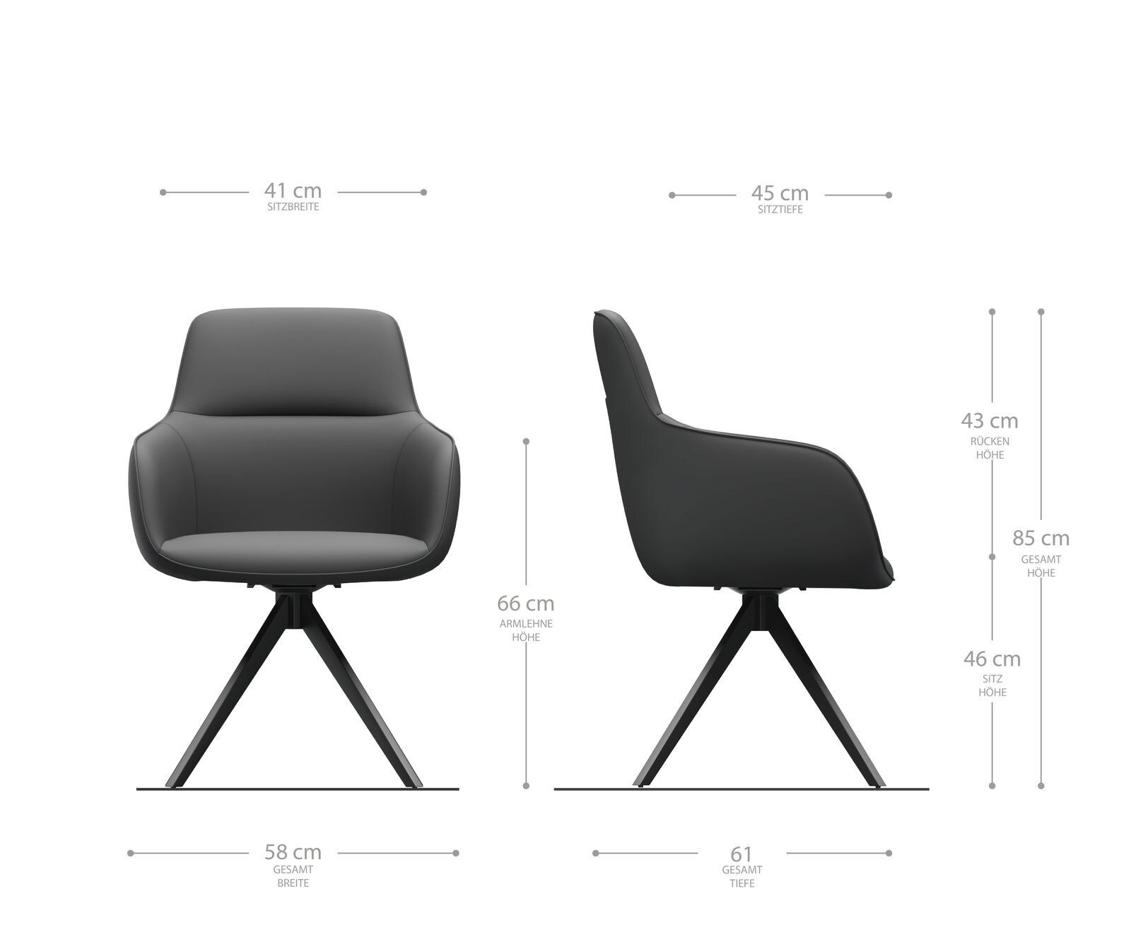 Chaise-pivotante Pejo-Flex brun antique cadre croisé angulaire noir pivote sur 180° 4