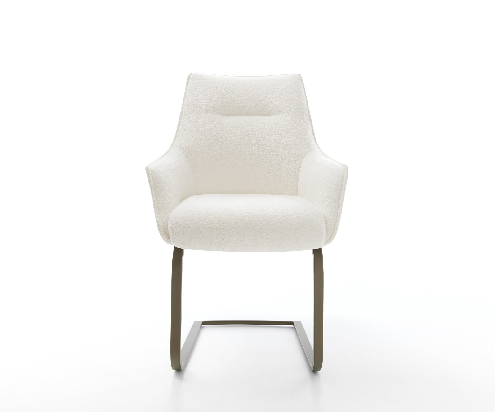 Cantilever Alja-Flex avec accoudoirs bouclé doux beige pied cantilever plat aspect titane resorts ensachés 2