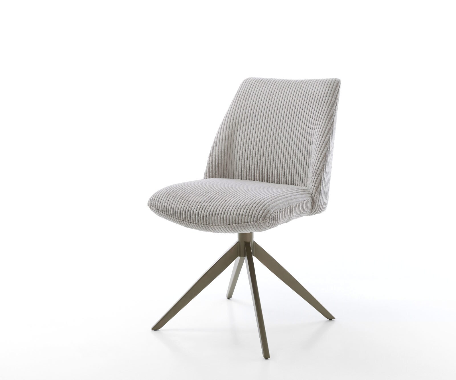 Chaise-pivotante Elso-Flex côtelé gris argenté pied croisé large aspect titane pivotement sur 360° fonction bascule ressorts ensachés