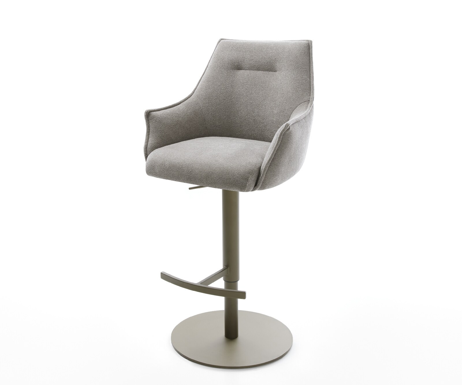 Chaise-de-bar Alja-Flex Tissu structuré doux Gris Pied pivotant réglable en hauteur couleur titane Couleur titane Ressort ensaché 1