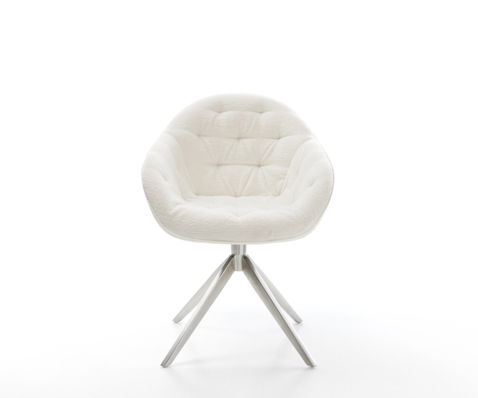 Chaise-pivotante Gaio-Flex bouclé doux beige pied croisé large acier inoxydable pivotement sur 360° fonction bascule 1