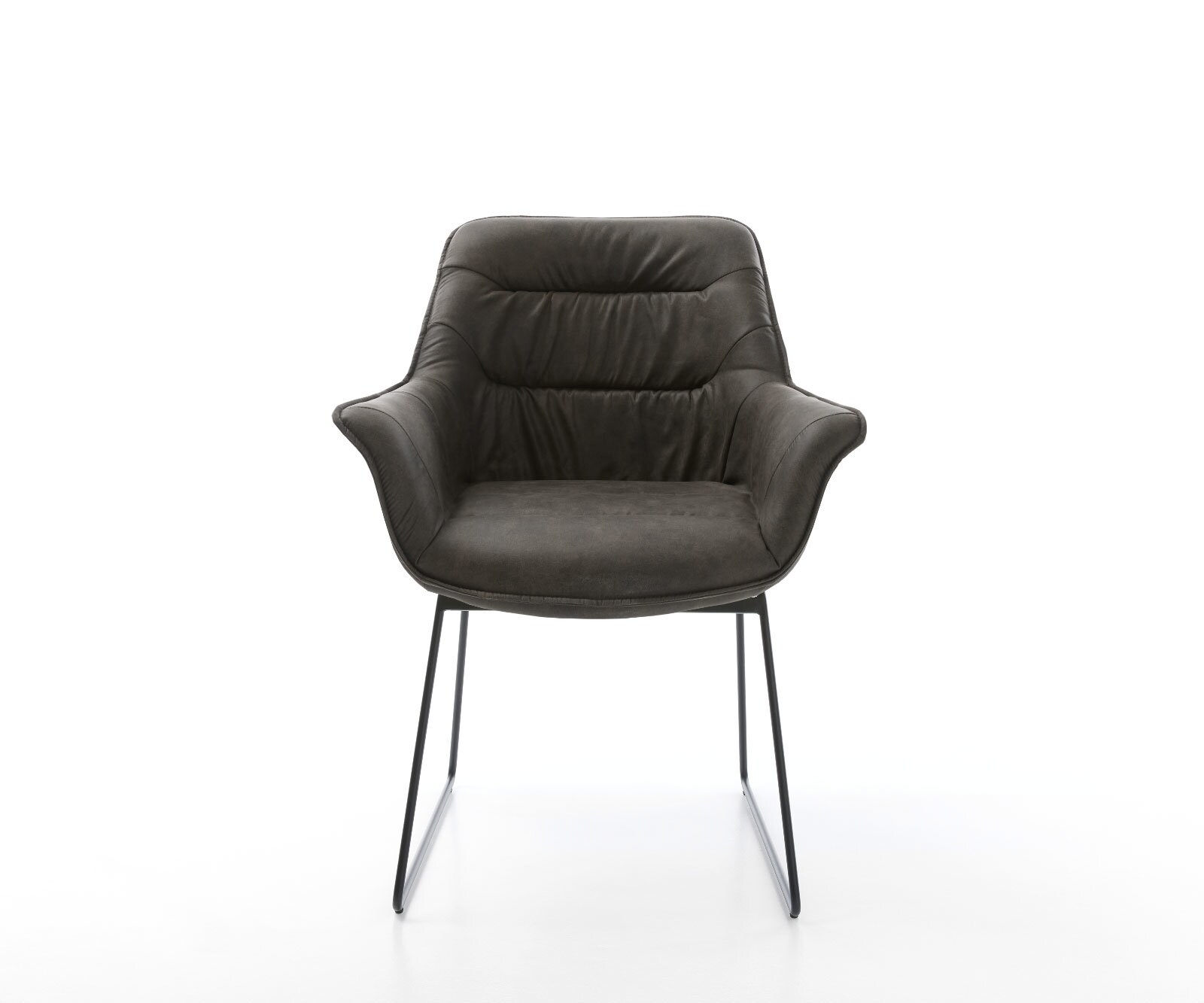 Chaise-de-salle-à-manger Kaira-Flex microvelours anthracite vintage pied trapèze noir 1 Chaise-de-salle-à-manger Kaira-Flex microvelours anthracite vintage pied trapèze noir 1