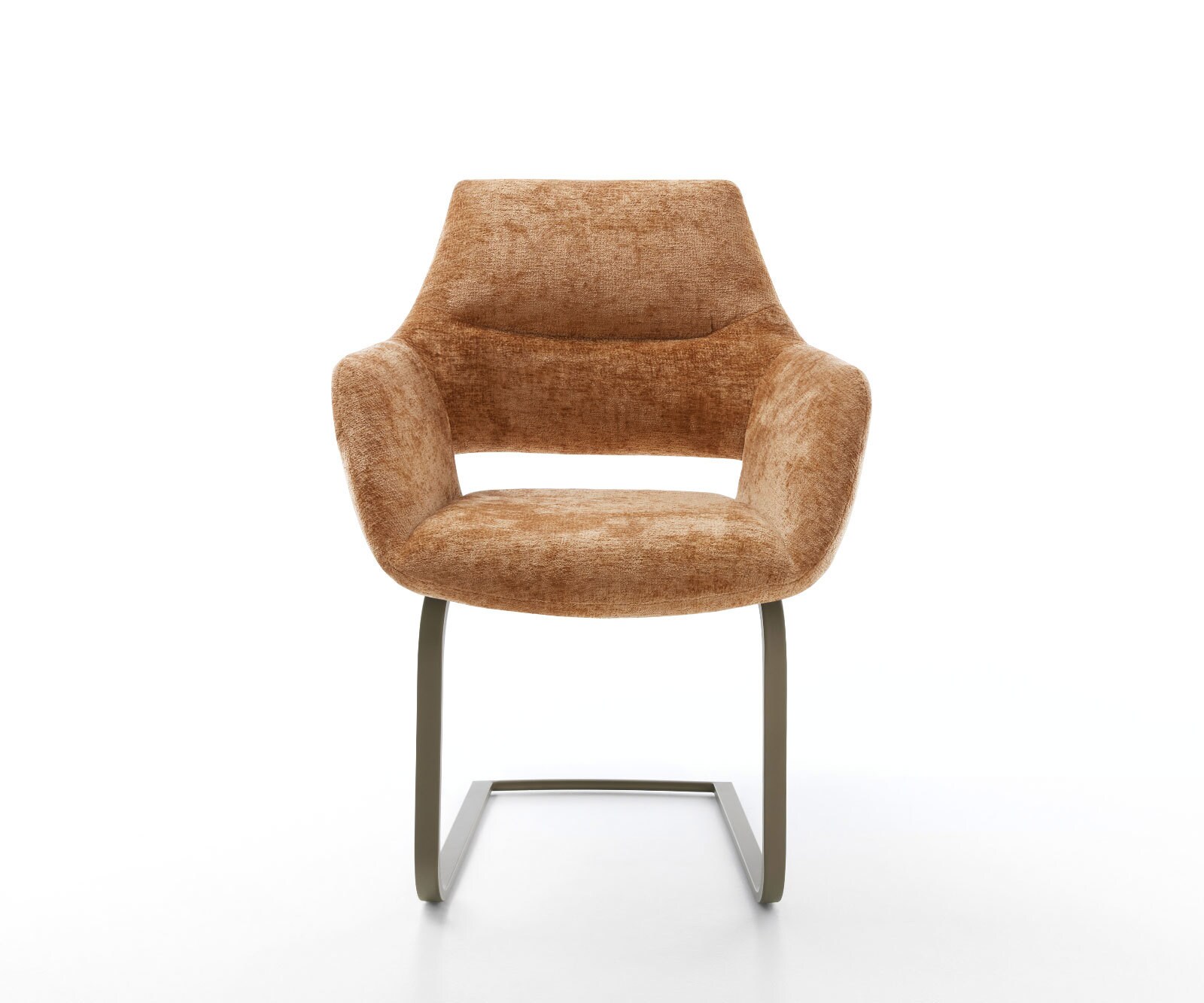 Cantilever Yago-Flex avec accoudoirs chenille rouille pied cantilever plat aspect titane ressorts ensachés 1 Cantilever Yago-Flex avec accoudoirs chenille rouille pied cantilever plat aspect titane ressorts ensachés 1