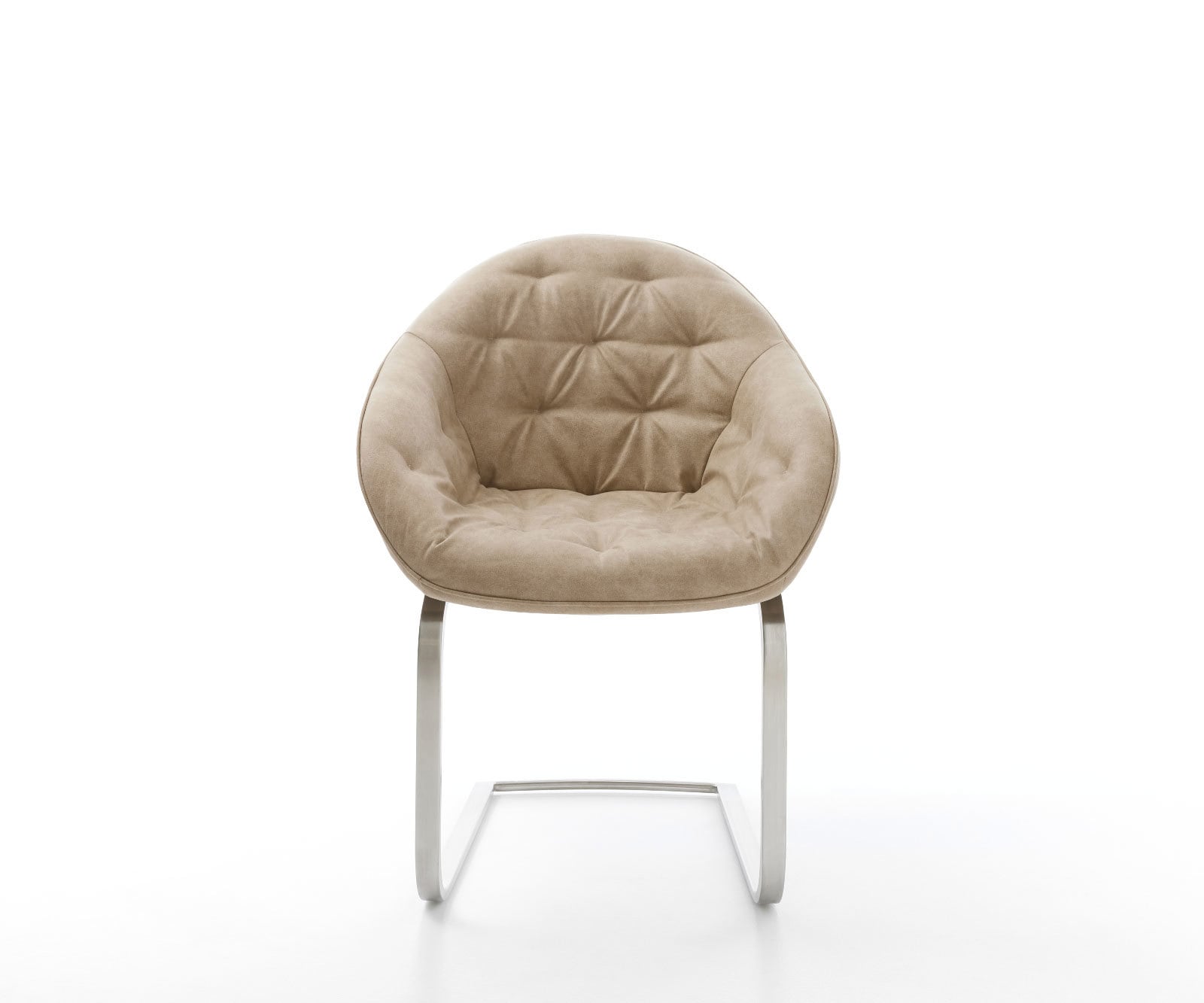 Cantilever Gaio-Flex microvelours beige vintage pied cantilever plat acier inoxydable brossé 1 Cantilever Gaio-Flex microvelours beige vintage pied cantilever plat acier inoxydable brossé 1
