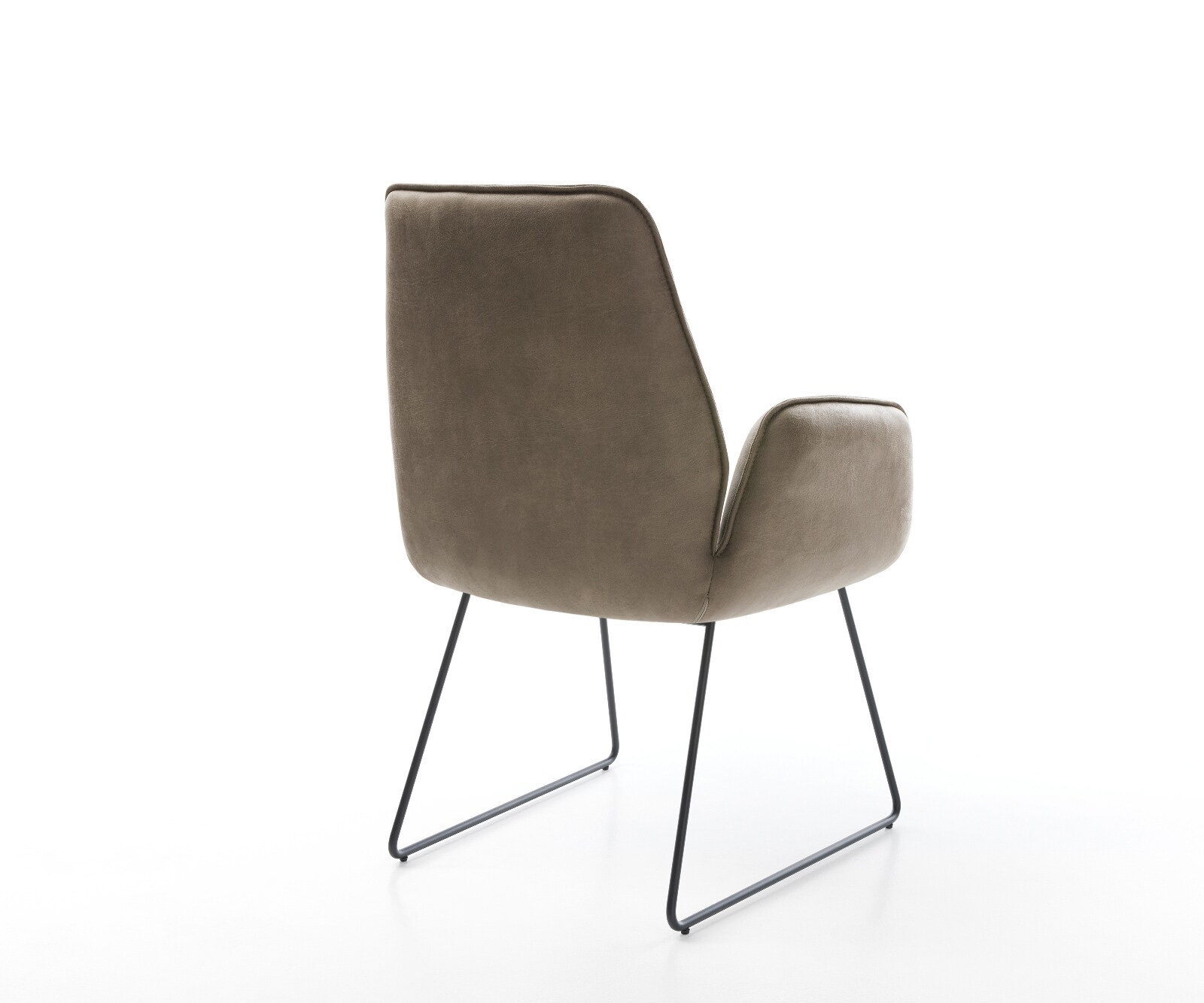 Chaise-de-salle-à-manger Zoa-Flex microvelours taupe vintage pied trapèze noir ressorts ensachés 5