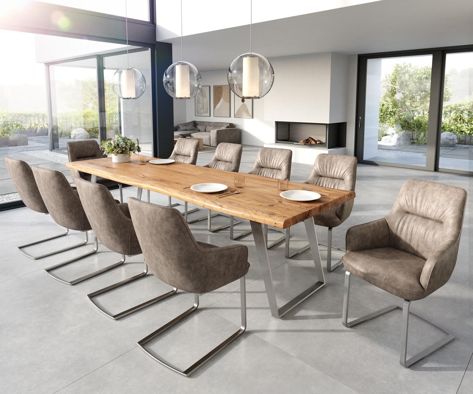 Cantilever Zelia-Flex avec accoudoirs microvelours taupe vintage pied cantilever plat acier inoxydable brossé ressorts ensachés 3 Cantilever Zelia-Flex avec accoudoirs microvelours taupe vintage pied cantilever plat acier inoxydable brossé ressorts ensachés 3